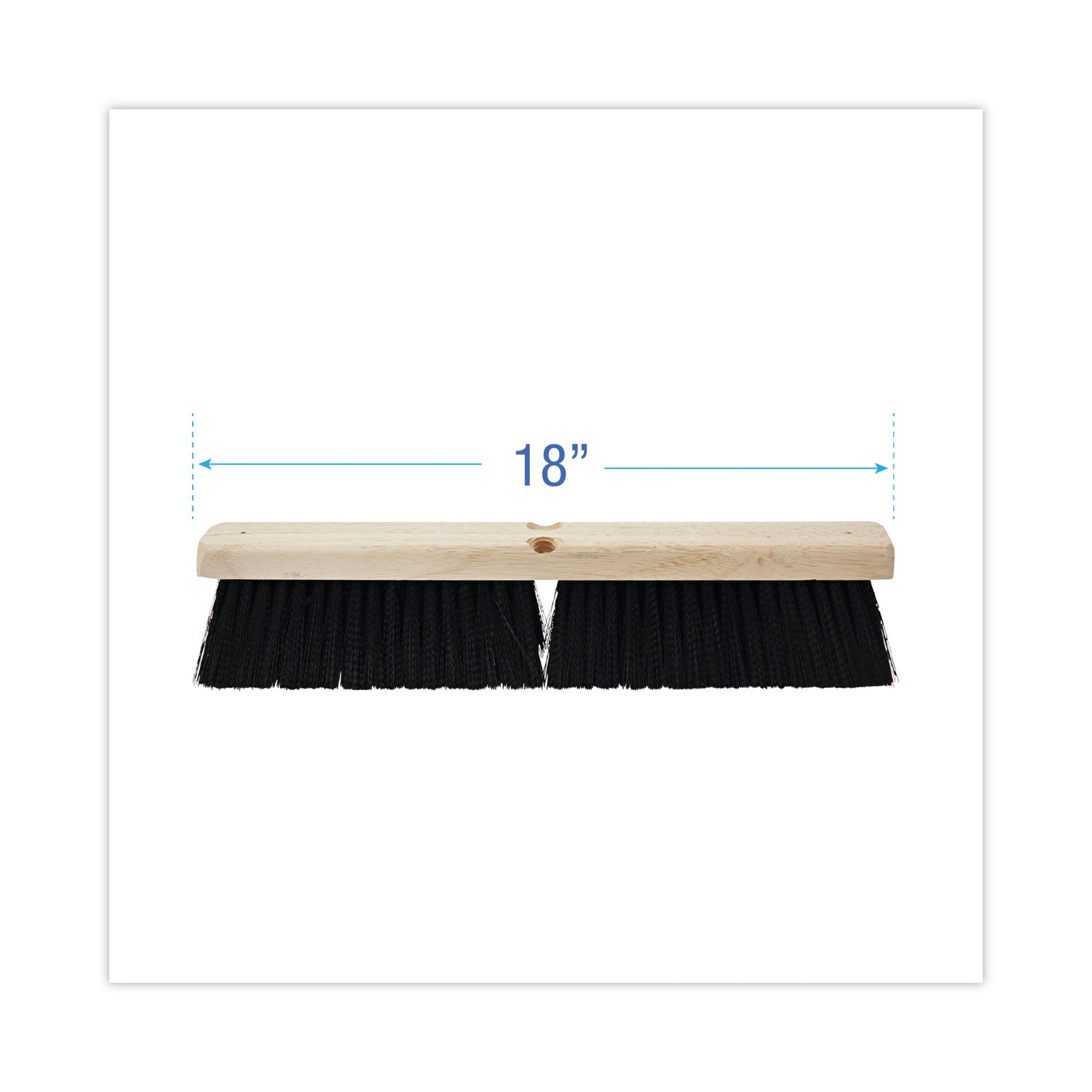 Floor Brush Head, 3" Black Medium Weight Polypropylene Bristles, 18" Brush -