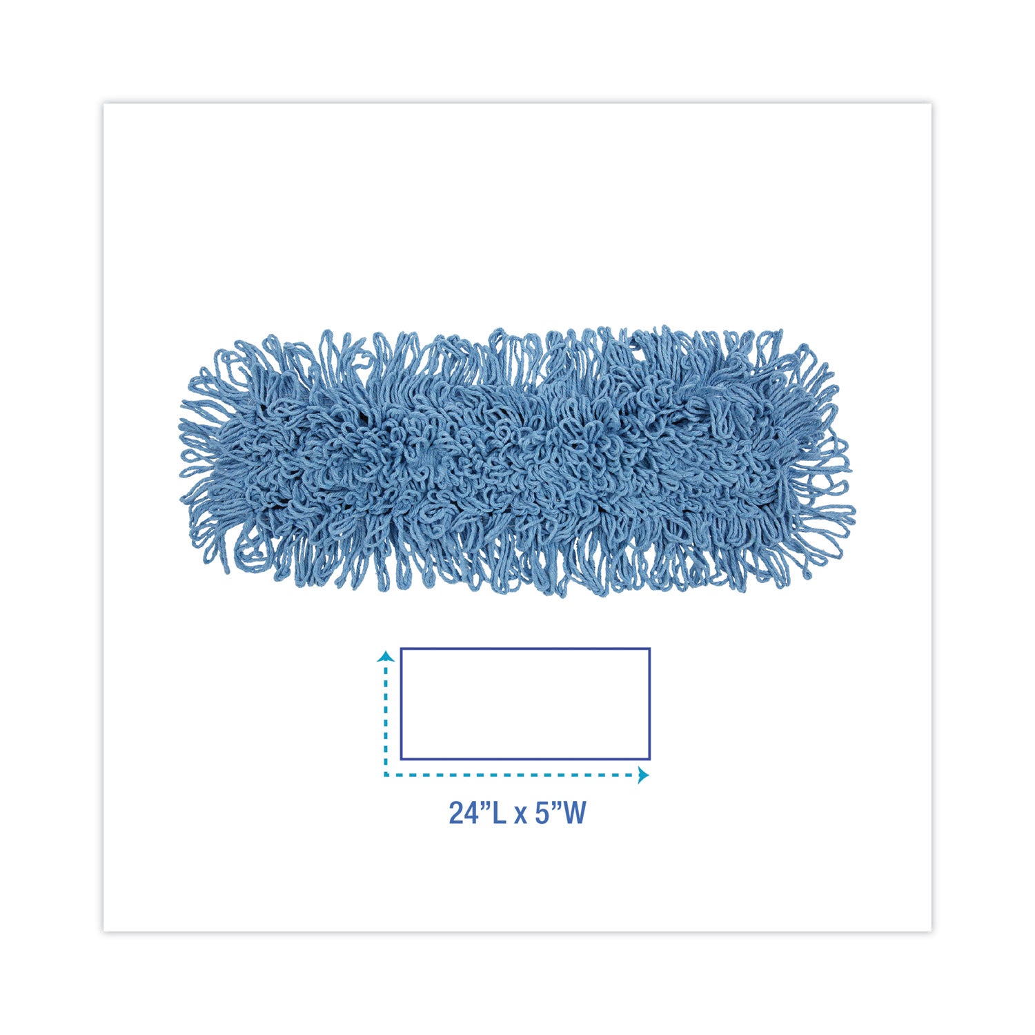Mop Head, Dust, Looped-End, Cotton/Synthetic Fibers, 24 x 5, Blue -