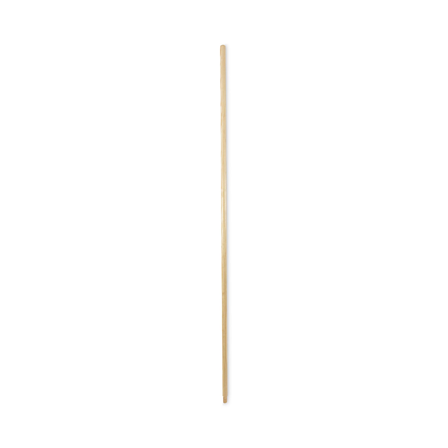 Threaded End Broom Handle, Lacquered Wood, 0.94" dia x 60", Natural -