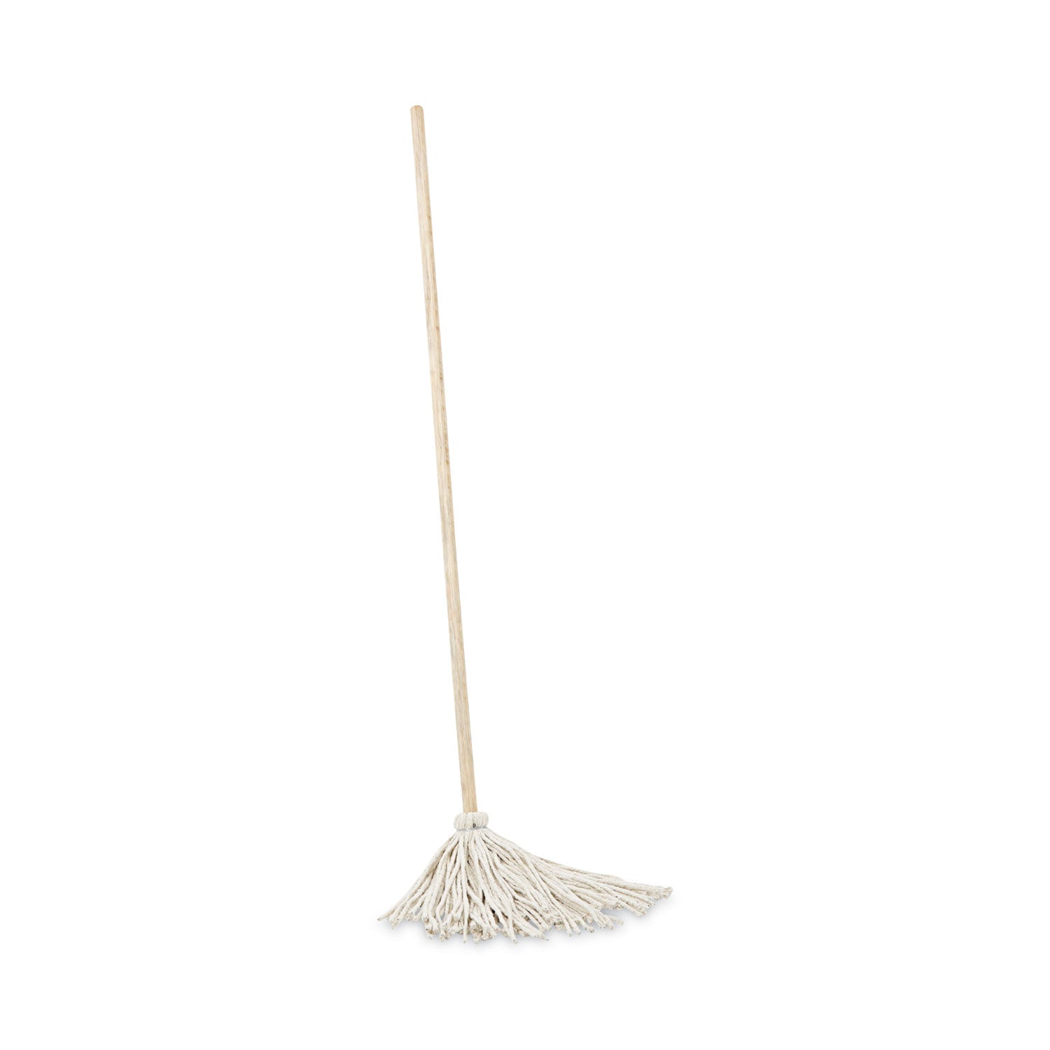 Handle/Deck Mops, #12 White Cotton Head, 48" Natural Wood Handle, 6/Pack -