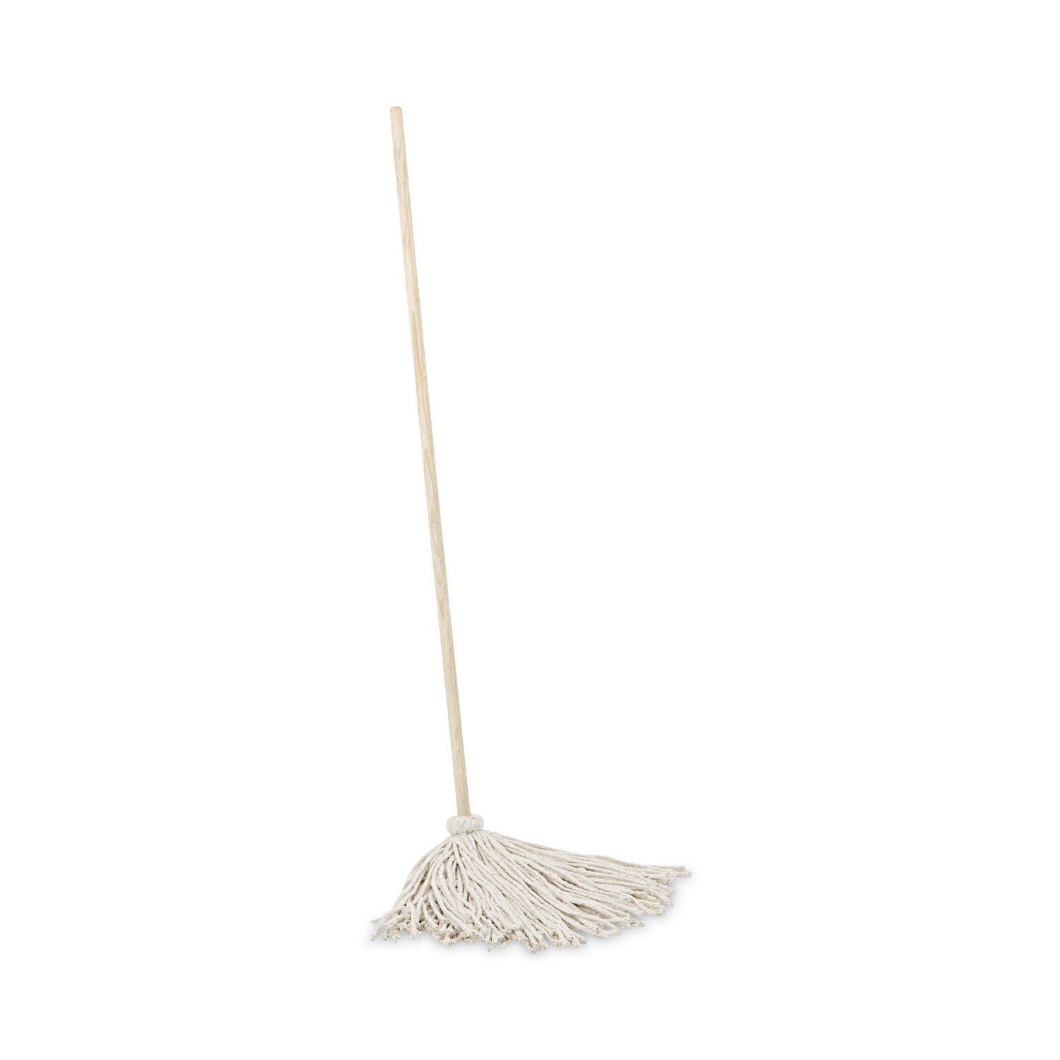 Handle/Deck Mops, #16 White Cotton Head, 48" Natural Wood Handle -