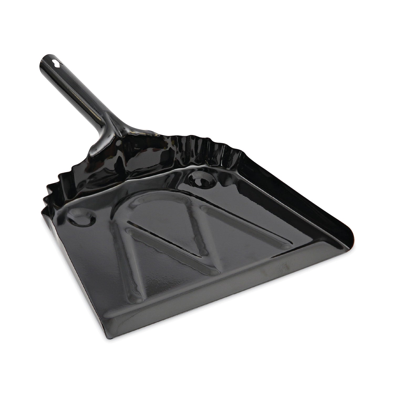 Metal Dust Pan, 12 x 14, 2" Handle, 20-Gauge Steel, Black, 12/Carton -