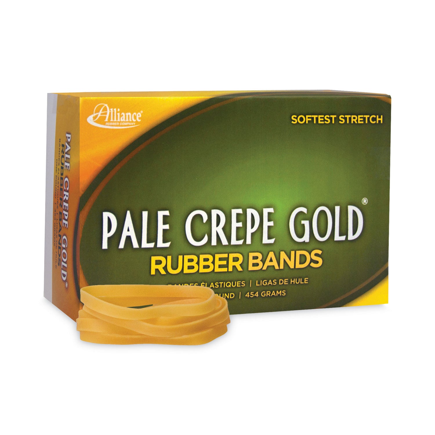 Pale Crepe Gold Rubber Bands, Size 64, 0.04" Gauge, Golden Crepe, 1 lb Box, 490/Box -