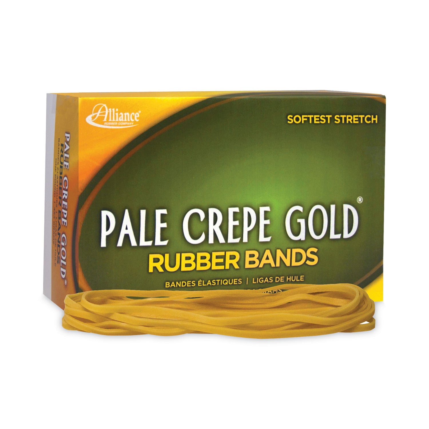 Pale Crepe Gold Rubber Bands, Size 117B, 0.06" Gauge, Golden Crepe, 1 lb Box, 300/Box -