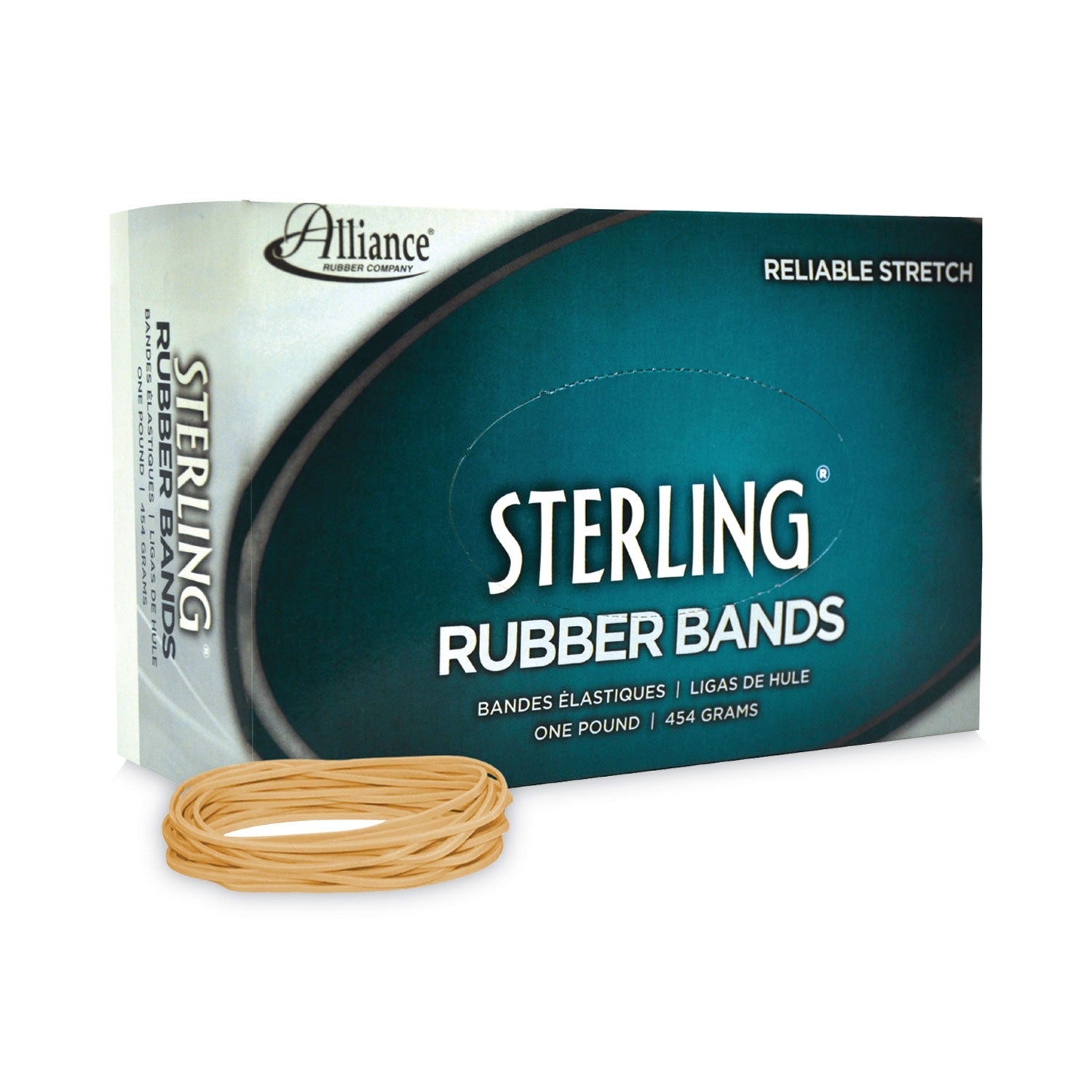 Sterling Rubber Bands, Size 19, 0.03" Gauge, Crepe, 1 lb Box, 1,700/Box -