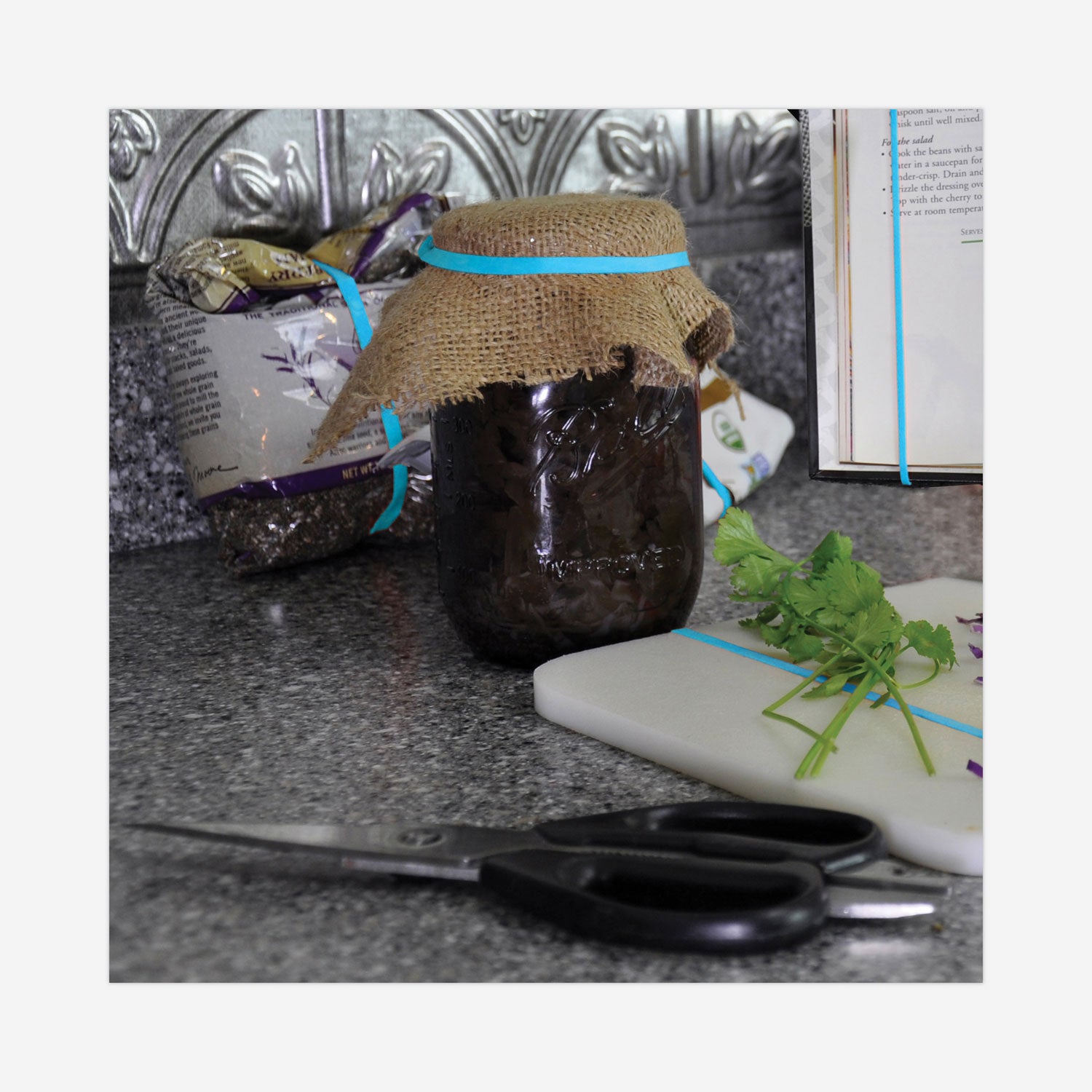 Antimicrobial Non-Latex Rubber Bands, Size 33, 0.04" Gauge, Cyan Blue, 4 oz Box, 180/Box -