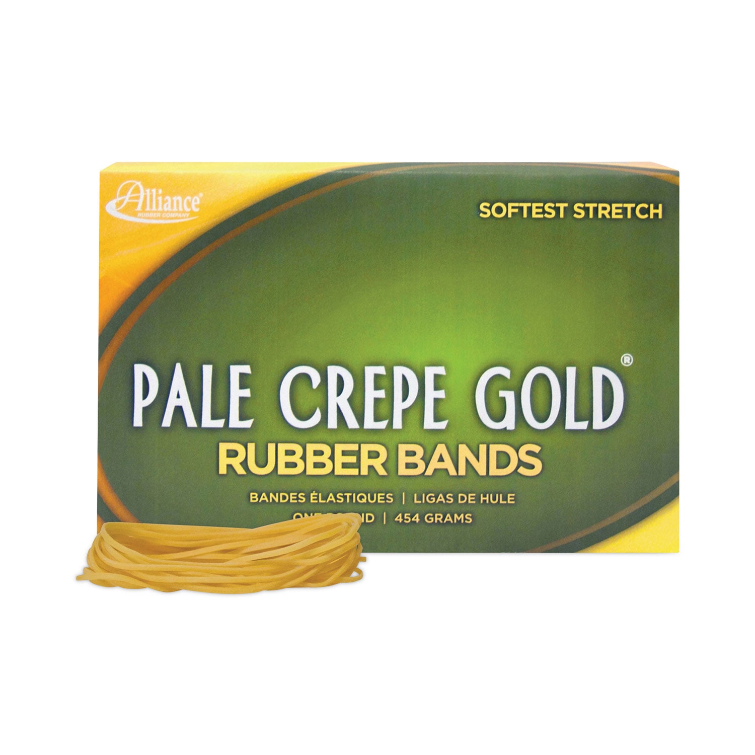 Pale Crepe Gold Rubber Bands, Size 19, 0.04" Gauge, Golden Crepe, 1 lb Box, 1,890/Box -