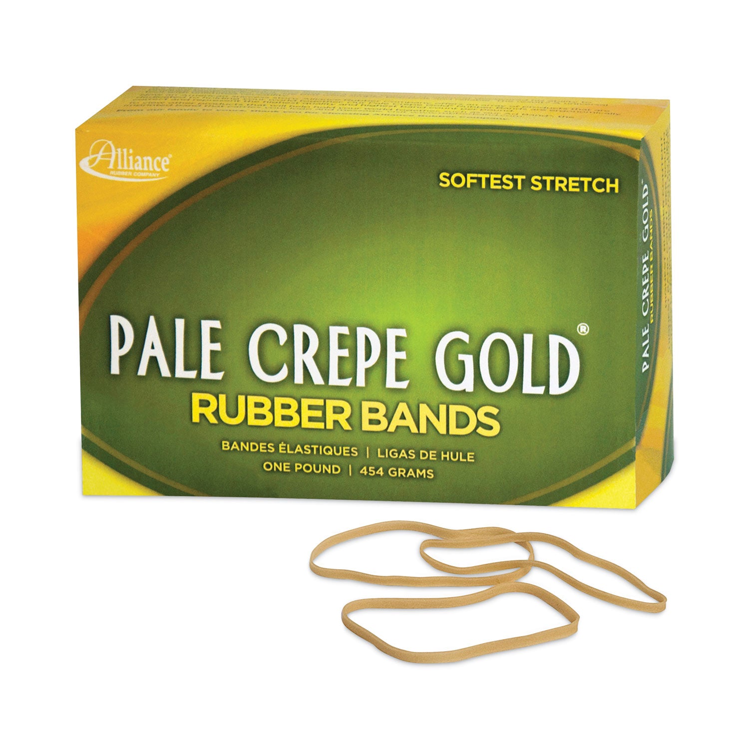 Pale Crepe Gold Rubber Bands, Size 33, 0.04" Gauge, Golden Crepe, 1 lb Box, 970/Box -