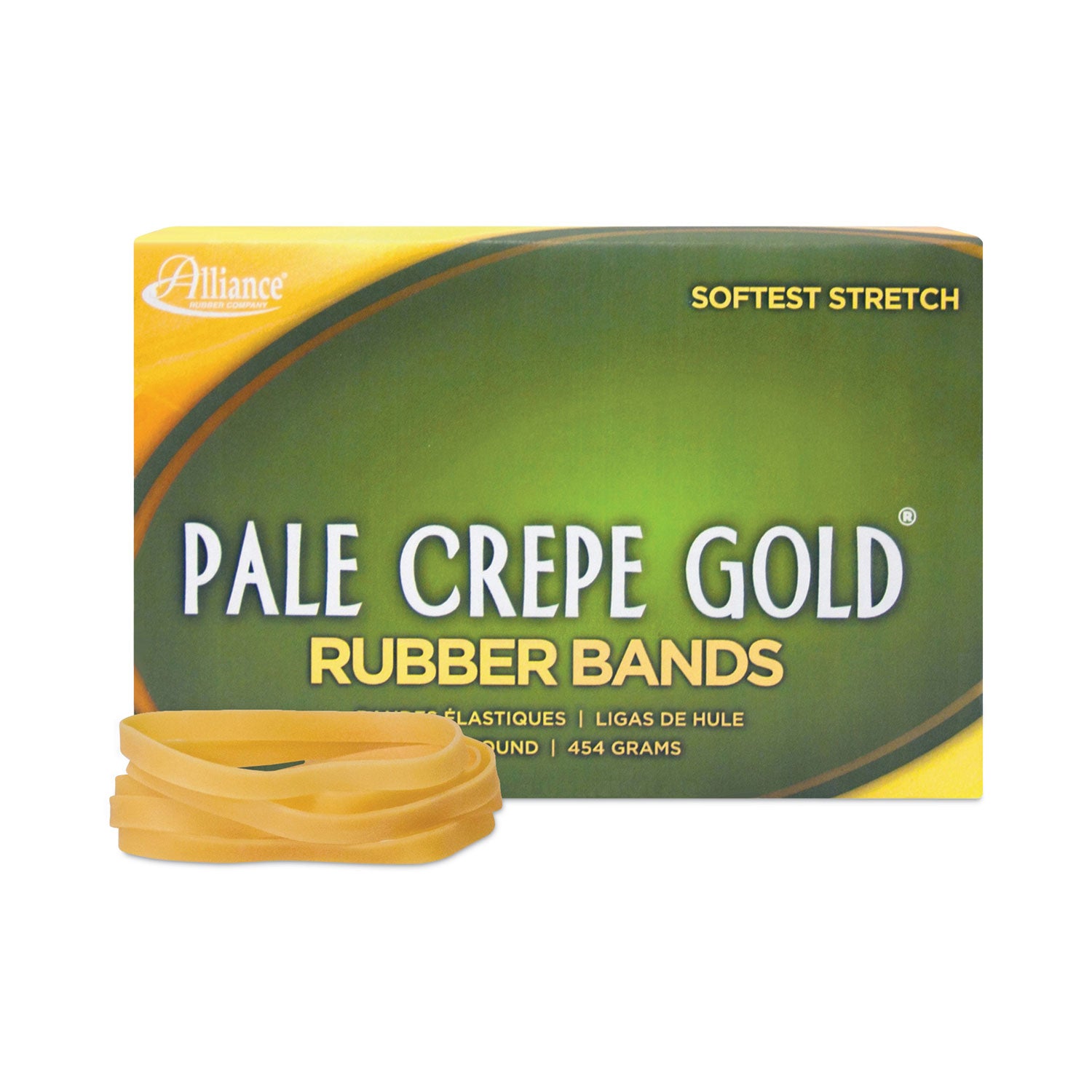 Pale Crepe Gold Rubber Bands, Size 64, 0.04" Gauge, Golden Crepe, 1 lb Box, 490/Box -