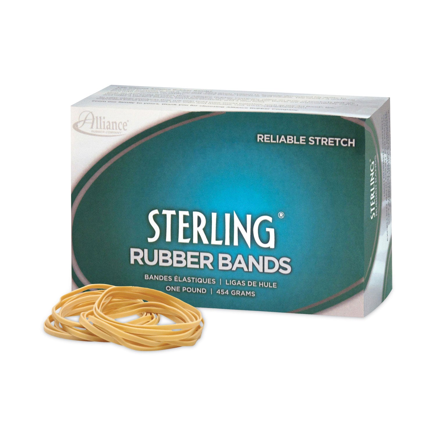 Sterling Rubber Bands, Size 19, 0.03" Gauge, Crepe, 1 lb Box, 1,700/Box -