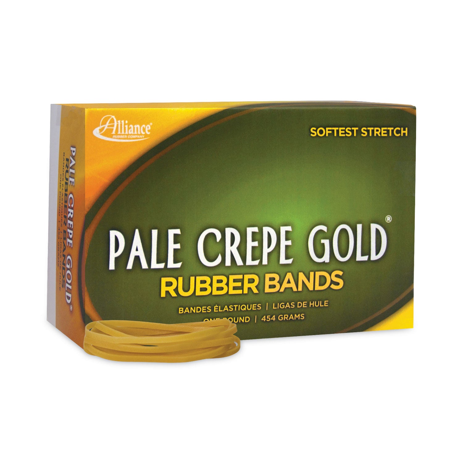 Pale Crepe Gold Rubber Bands, Size 33, 0.04" Gauge, Golden Crepe, 1 lb Box, 970/Box -