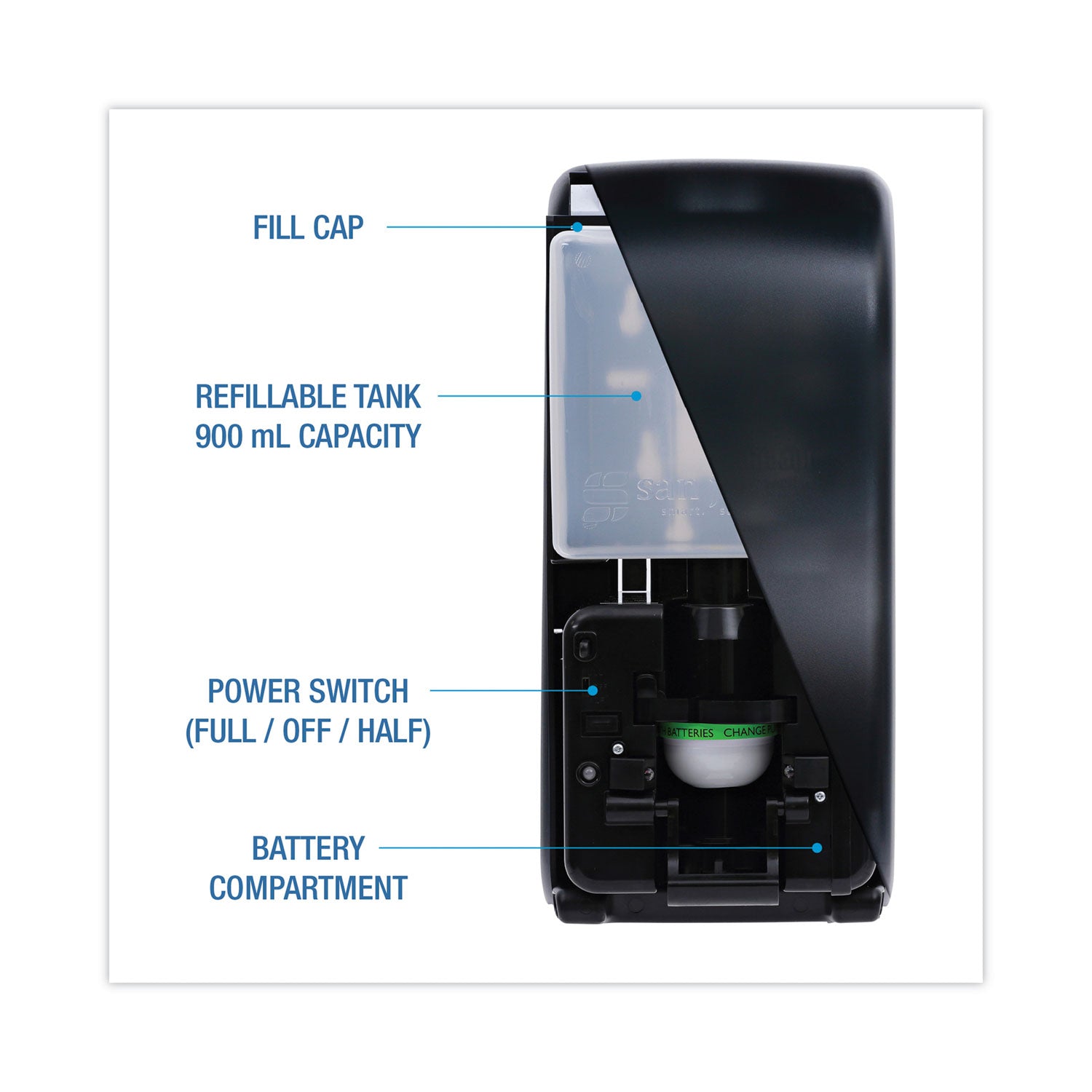 bulk-fill-foam-soap-dispenser-with-key-lock-900-ml-525-x-4-x-12-black-pearl_bwkshf900sbbw - 2