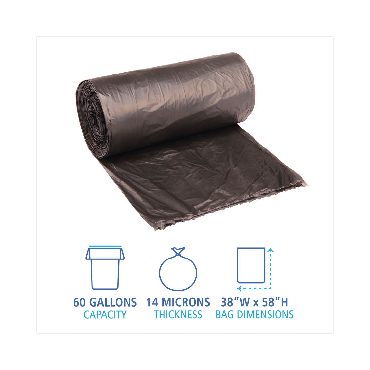 high-density-can-liners-60-gal-14-mic-38-x-58-black-25-bags-roll-8-rolls-carton_bwk385817blk - 2