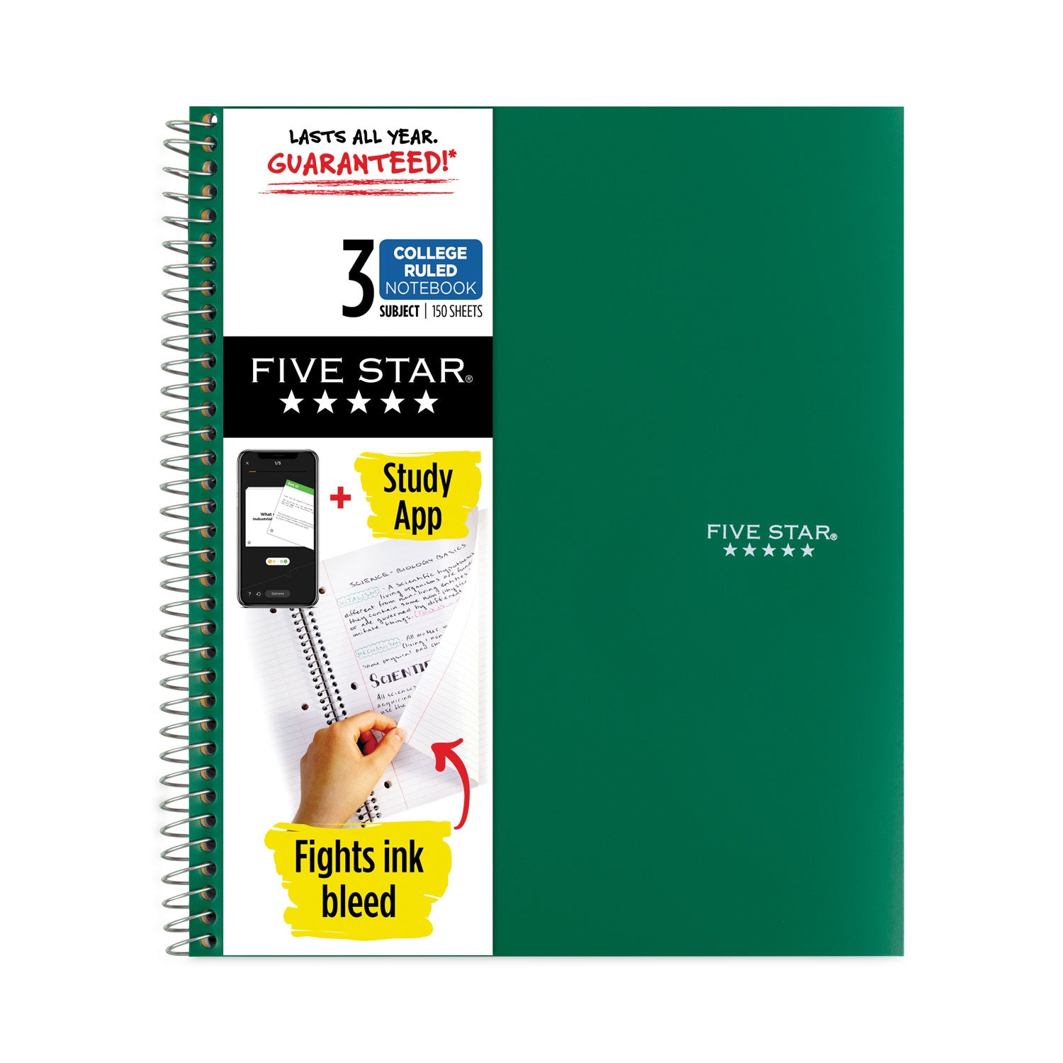Wirebound Notebook with Four Pockets, 3-Subject, Medium/College Rule, Randomly Assorted Cover Color, (150) 11 x 8.5 Sheets -