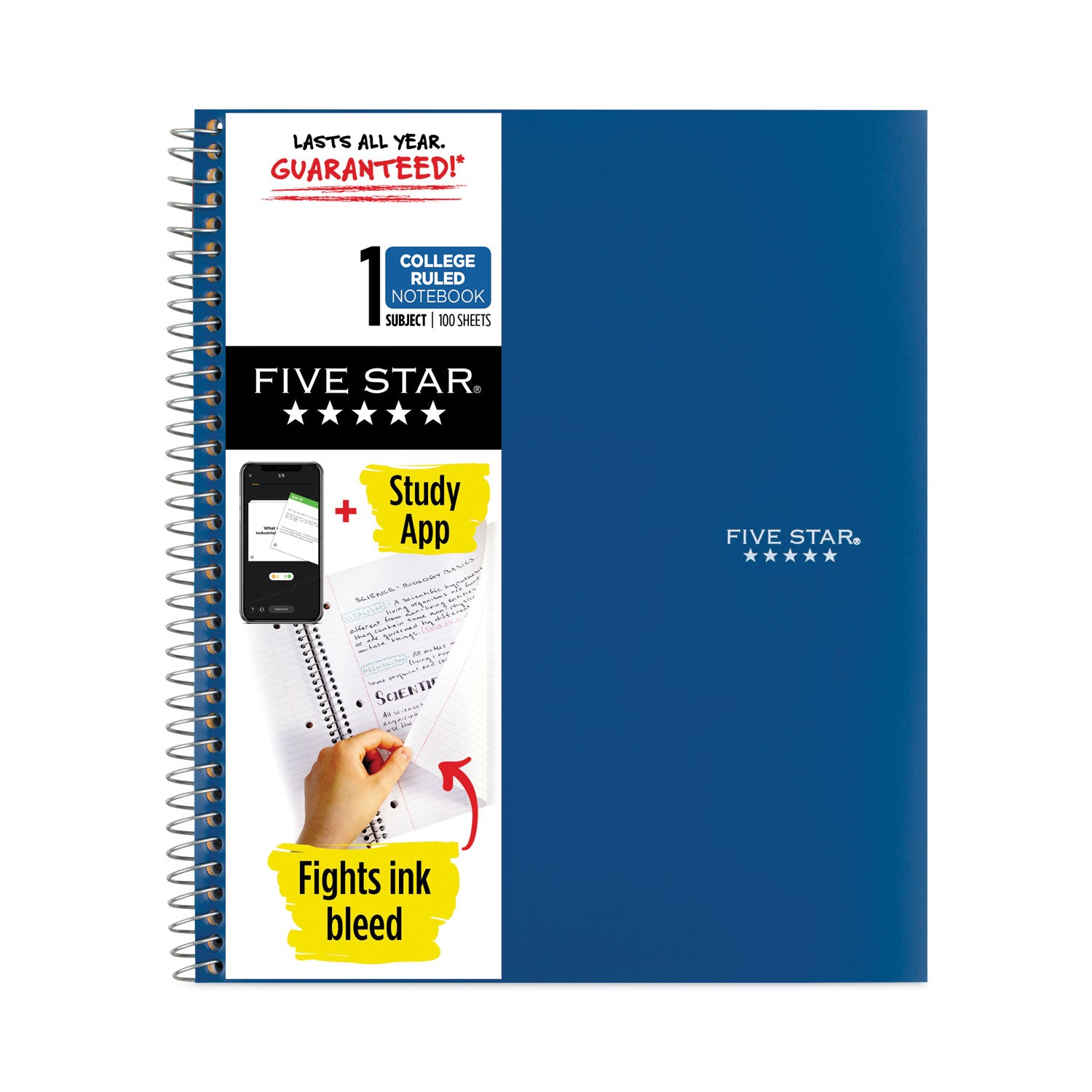 Wirebound Notebook with Two Pockets, 1-Subject, Medium/College Rule, Randomly Assorted Cover Color, (100) 11 x 8.5 Sheets -