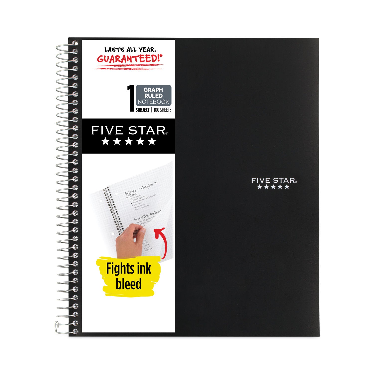 Wirebound Notebook with 2 Pockets, 1-Subject, Quadrille Rule (4 sq/in), Randomly Assorted Cover Color, (100) 11 x 8.5 Sheets -