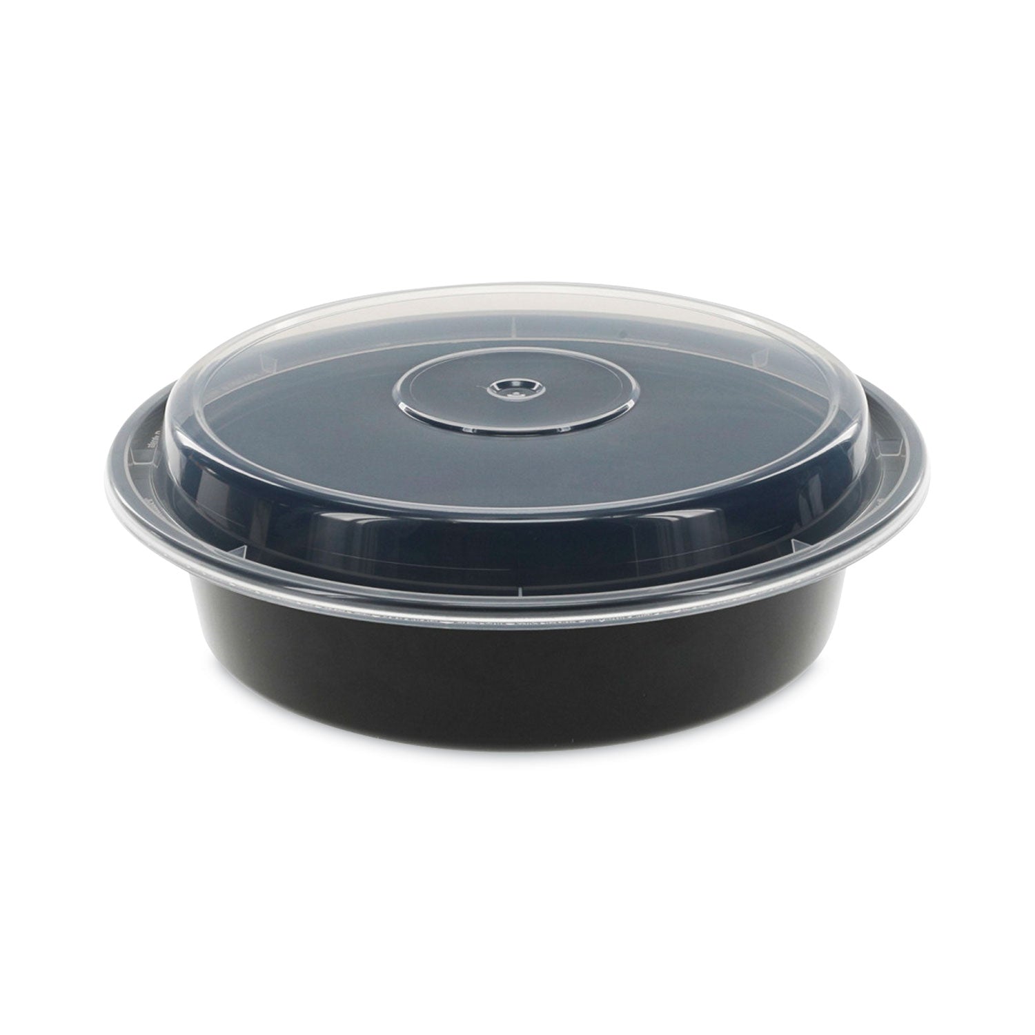 Newspring VERSAtainer Microwavable Containers, 24 oz, 7" Diameter, Black/Clear, Plastic, 150/Carton -