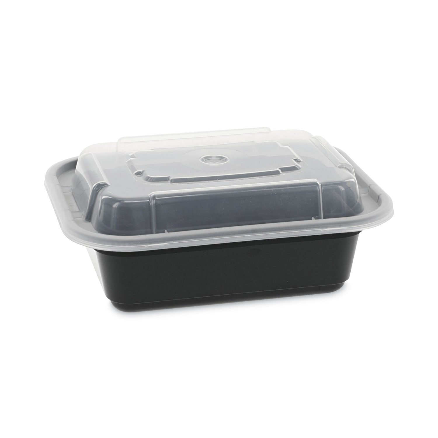 Newspring VERSAtainer Microwavable Containers, 12 oz, 4.5 x 5.5 x 1.75, Black/Clear, Plastic, 150/Carton -