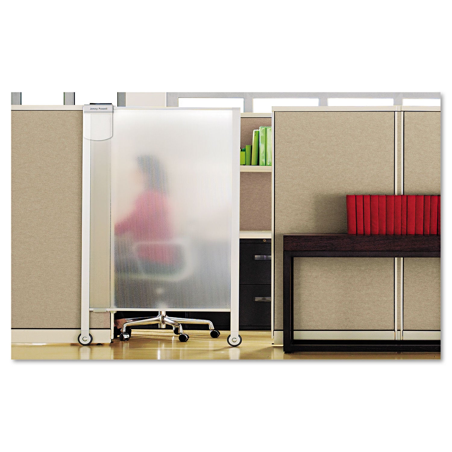Premium Workstation Privacy Screen, 38w x 64d, Translucent Clear/Silver -