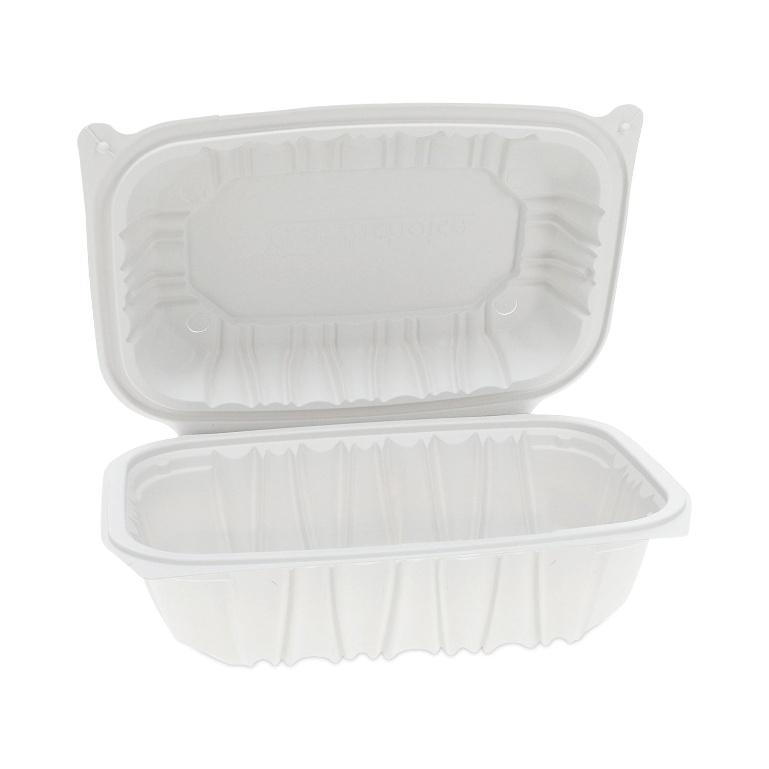 earthchoice-vented-microwavable-mfpp-hinged-lid-container-9-x-6-x-31-white-plastic-170-carton_pctycnw0205 - 2