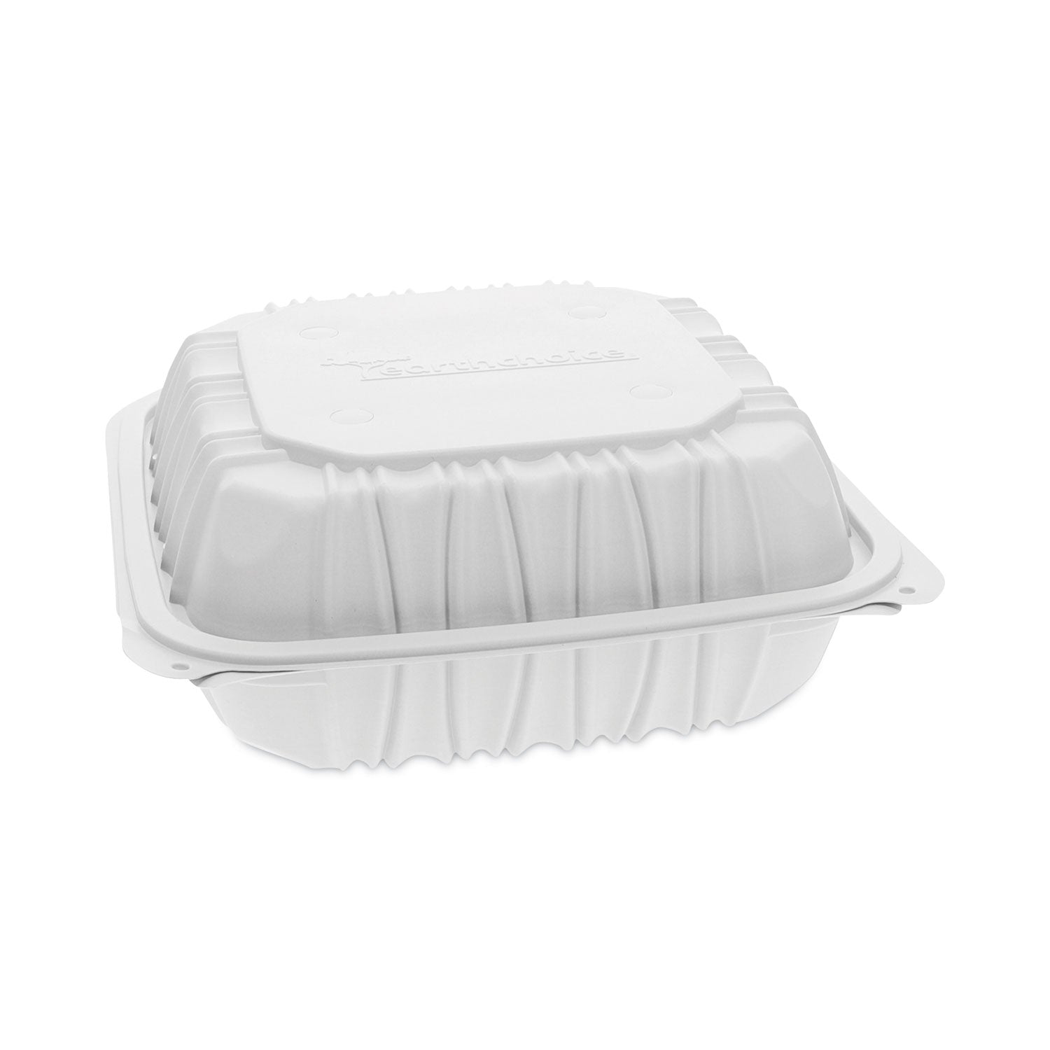 earthchoice-vented-microwavable-mfpp-hinged-lid-container-3-compartment-85-x-85-x-31-white-plastic-146-carton_pctycnw0853 - 1
