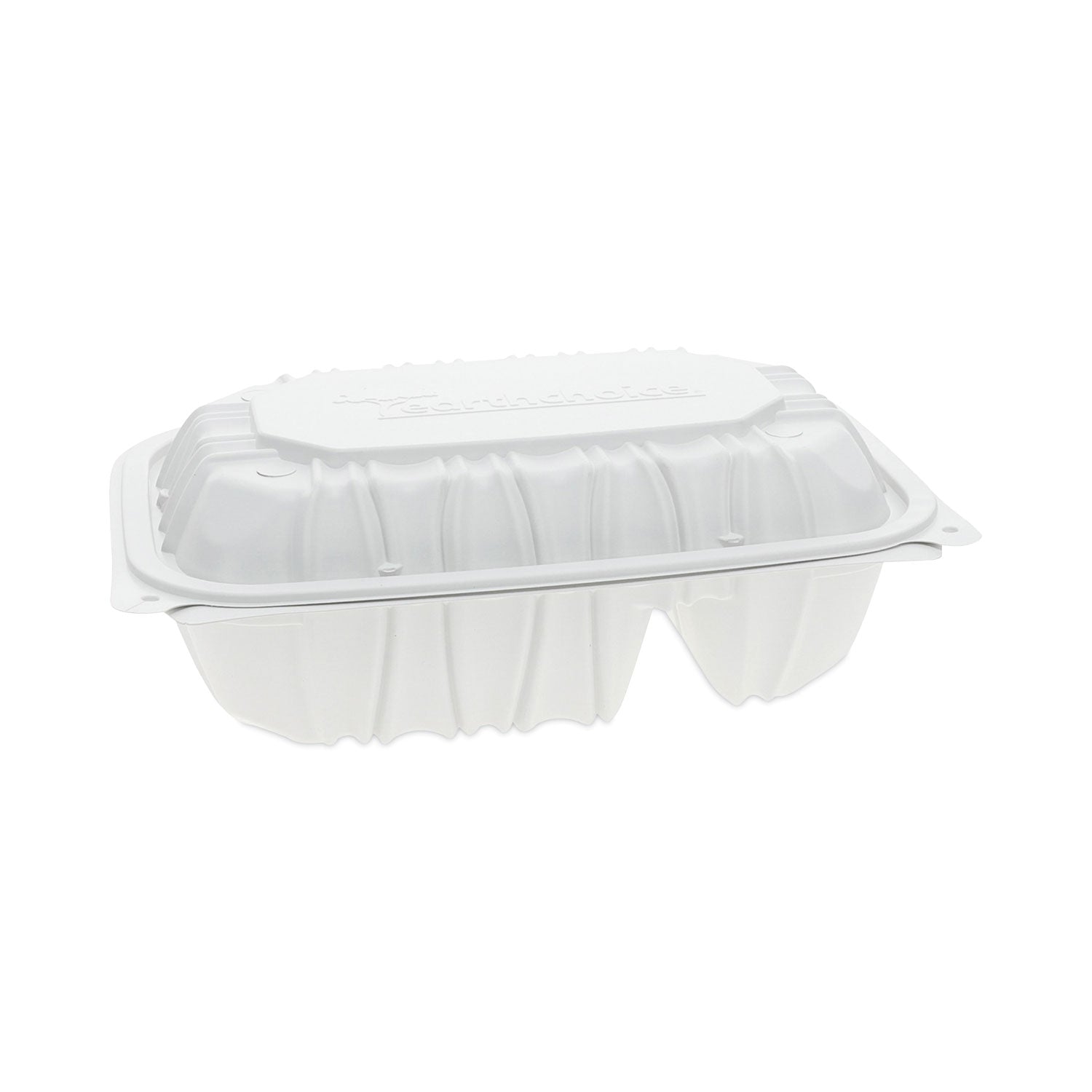 earthchoice-vented-microwavable-mfpp-hinged-lid-container-2-compartment-9-x-6-x-31-white-plastic-170-carton_pctycnw02052 - 1