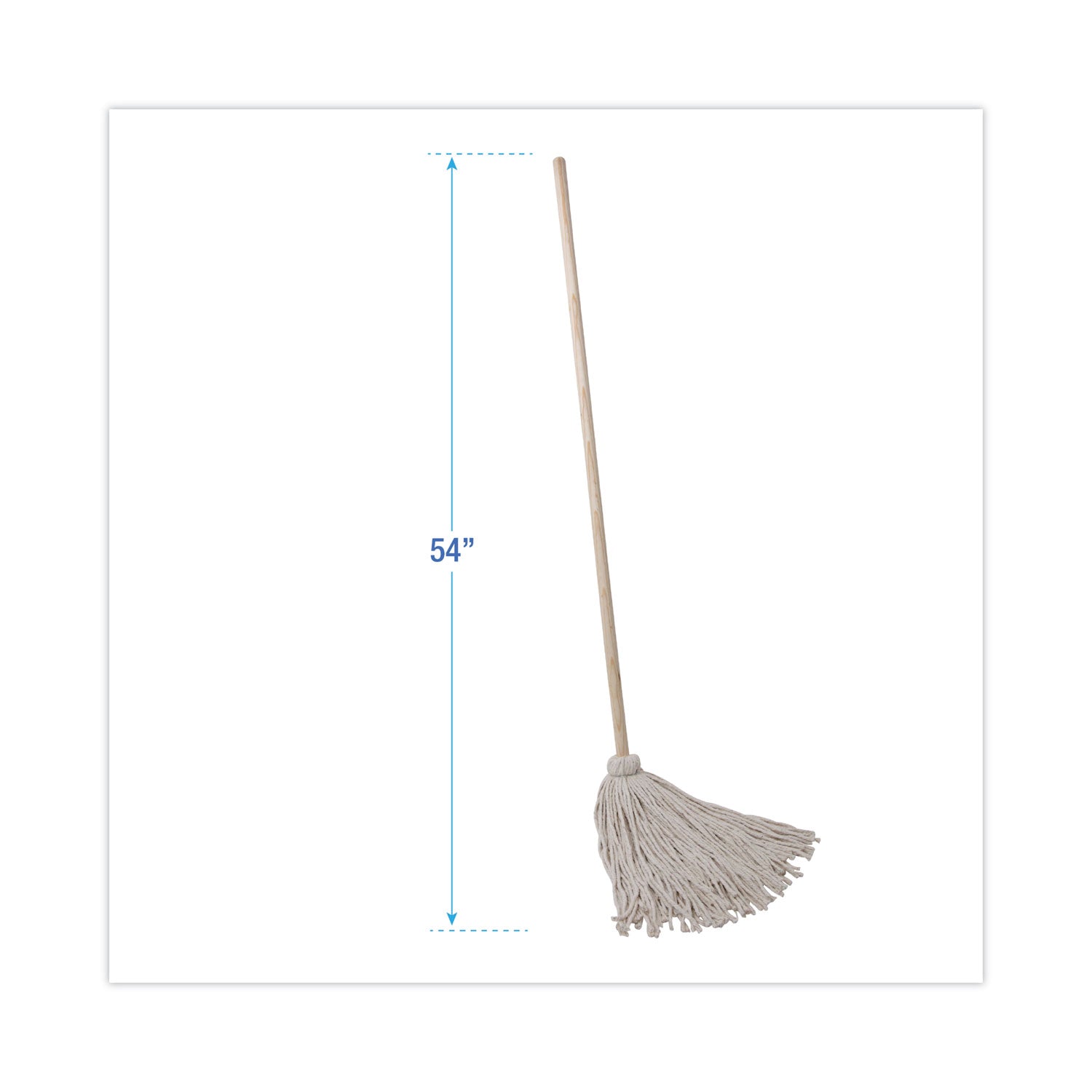 Handle/Deck Mops, #24 White Cotton Head, 54" Natural Wood Handle, 6/Pack -