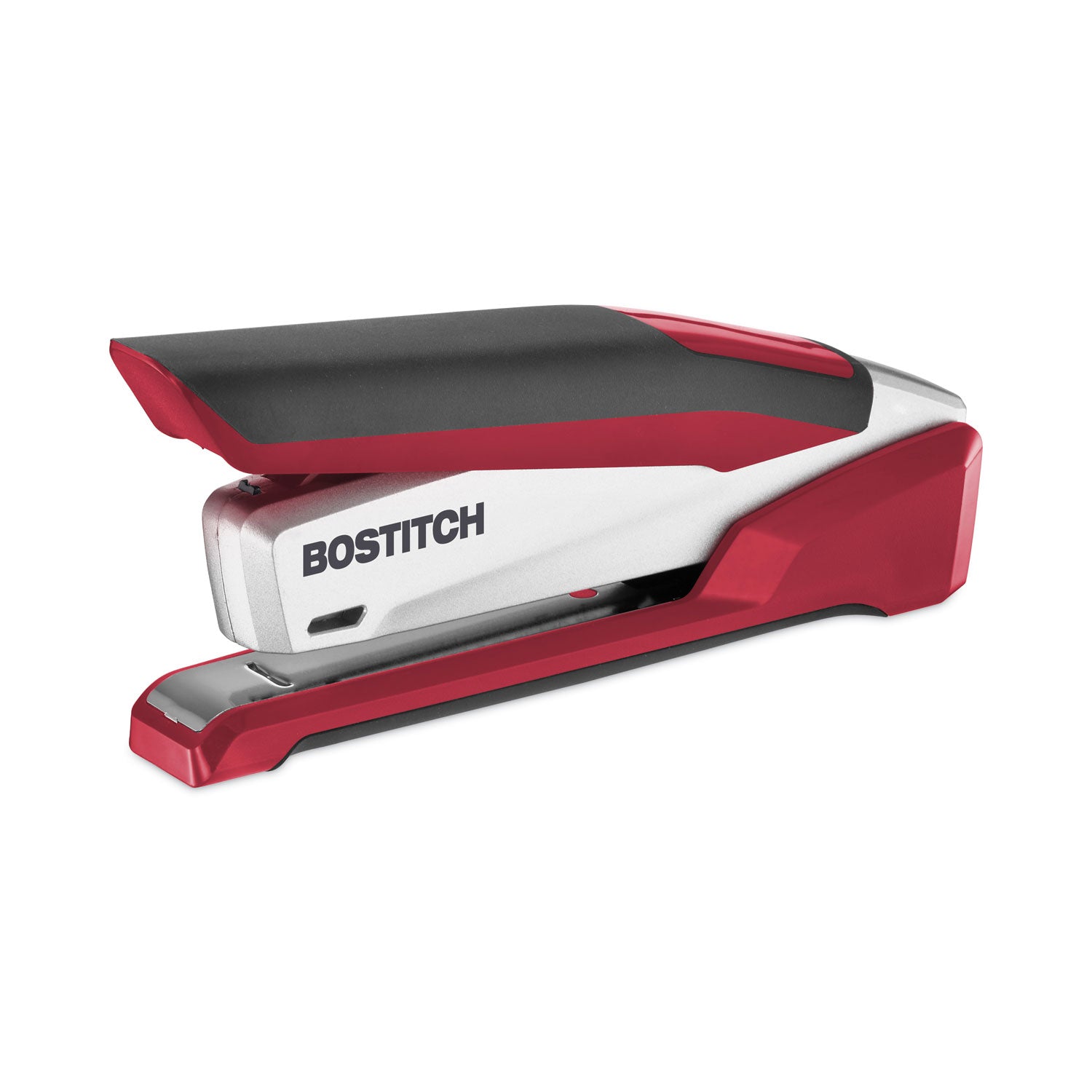 InPower One-Finger 3-in-1 Desktop Stapler with Antimicrobial Protection, 28-Sheet Capacity, Red/Silver -
