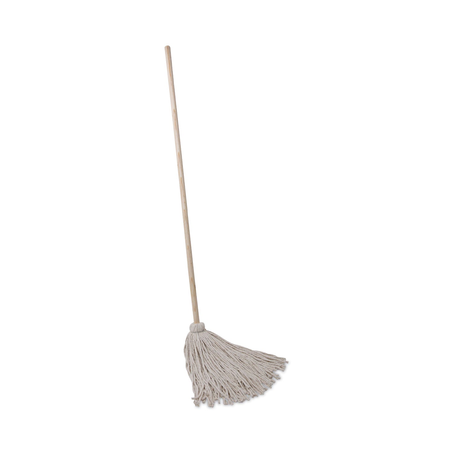 Handle/Deck Mops, #24 White Cotton Head, 54" Natural Wood Handle, 6/Pack -
