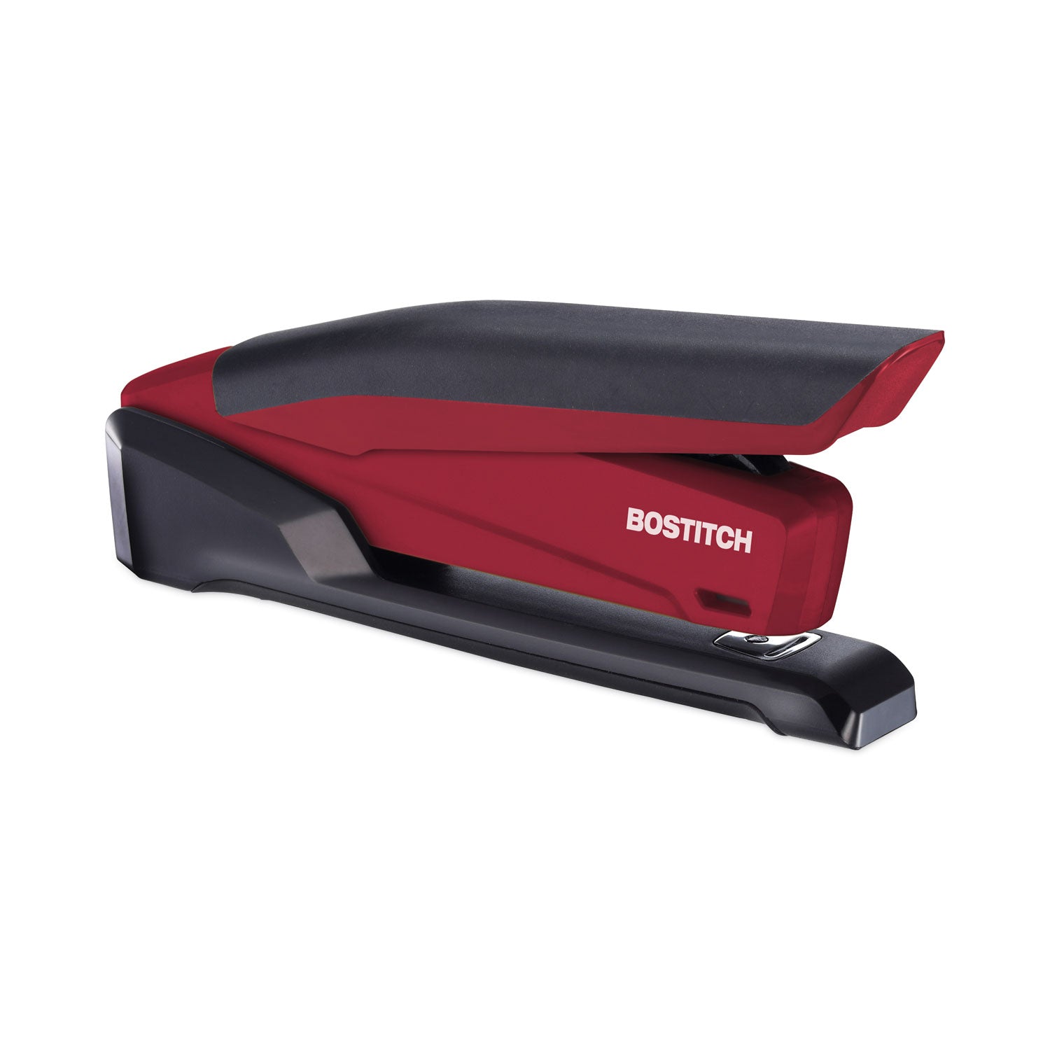 InPower One-Finger 3-in-1 Desktop Stapler with Antimicrobial Protection, 20-Sheet Capacity, Red/Black -