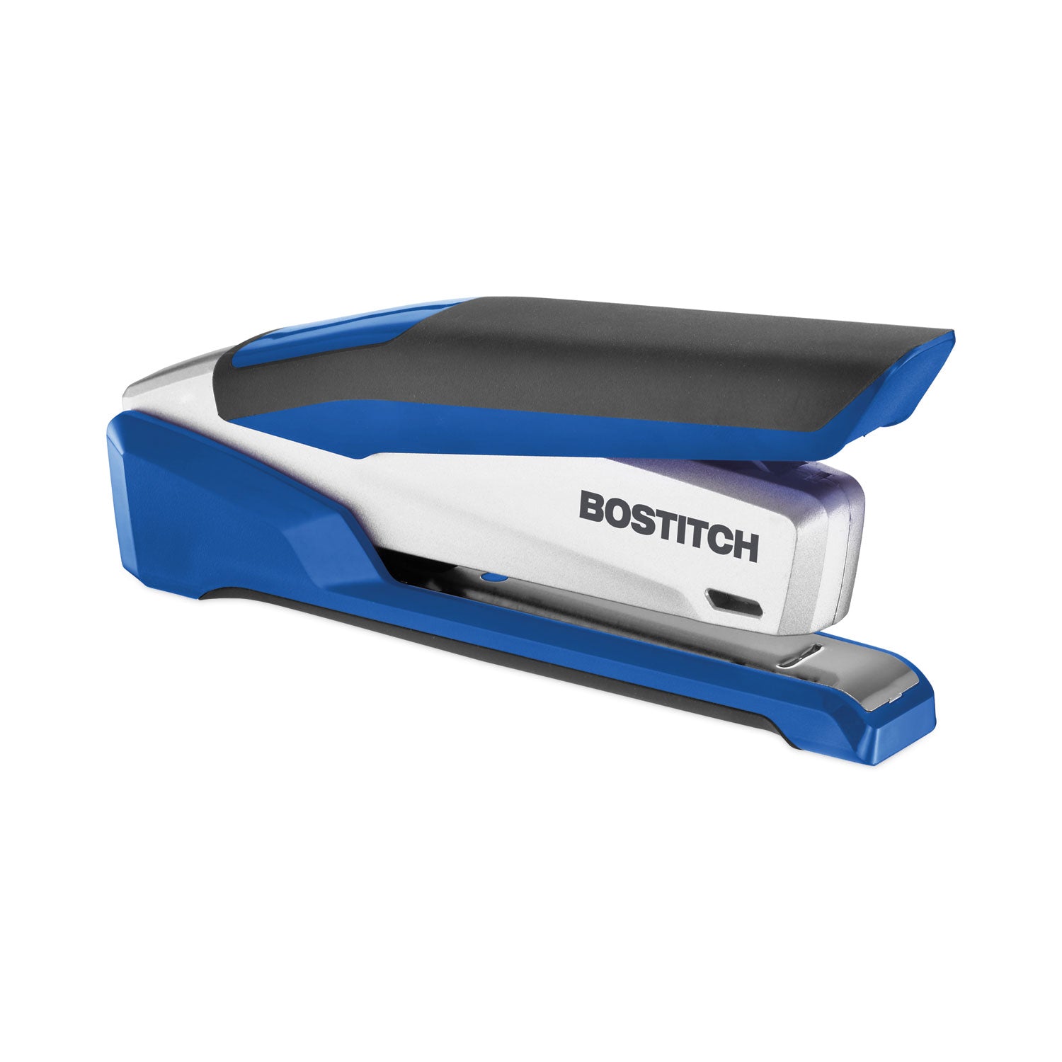 InPower One-Finger 3-in-1 Desktop Stapler with Antimicrobial Protection, 28-Sheet Capacity, Blue/Silver -