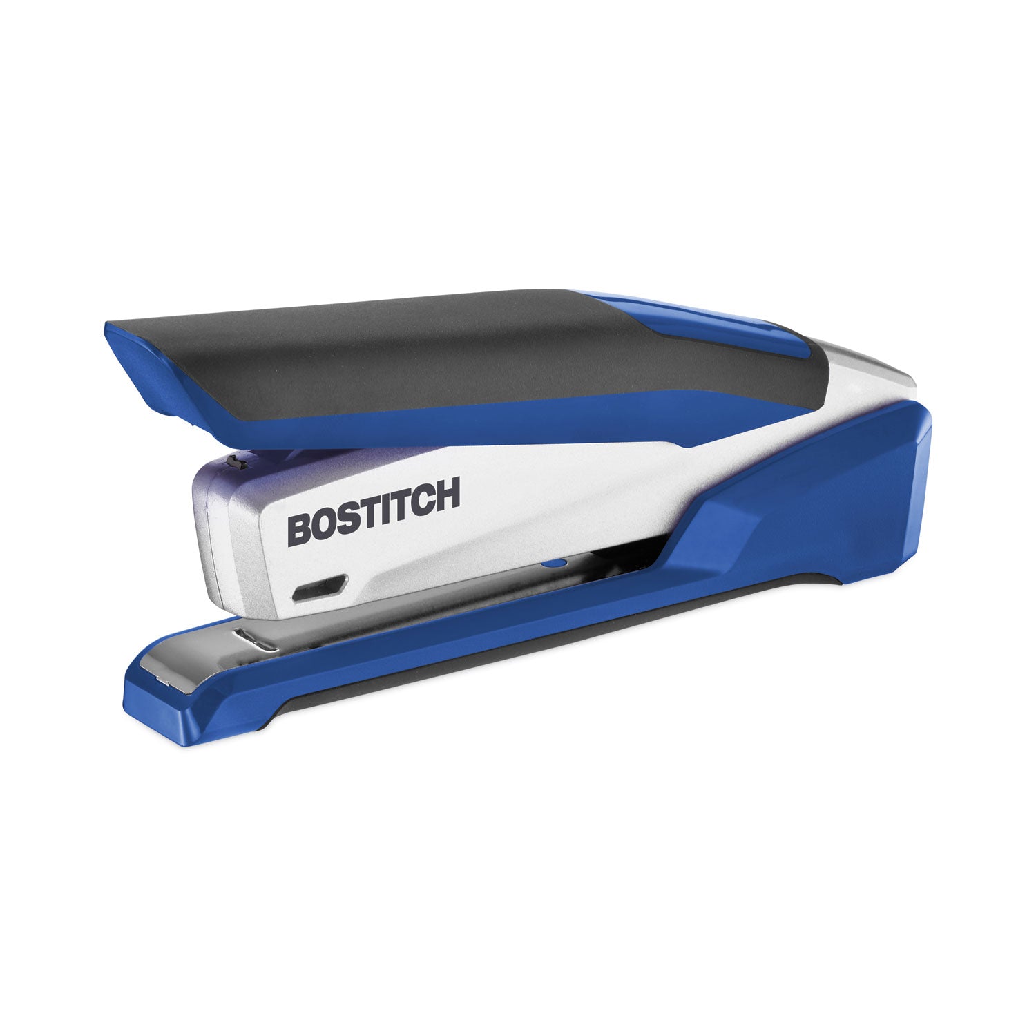 InPower One-Finger 3-in-1 Desktop Stapler with Antimicrobial Protection, 28-Sheet Capacity, Blue/Silver -