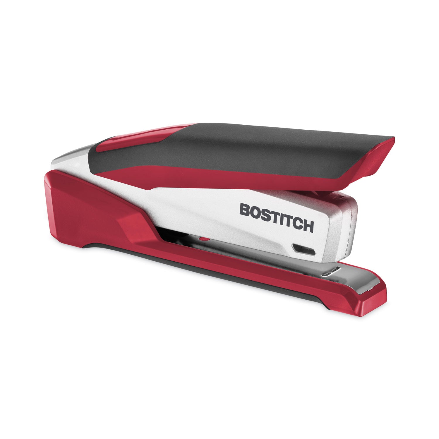 InPower One-Finger 3-in-1 Desktop Stapler with Antimicrobial Protection, 28-Sheet Capacity, Red/Silver -