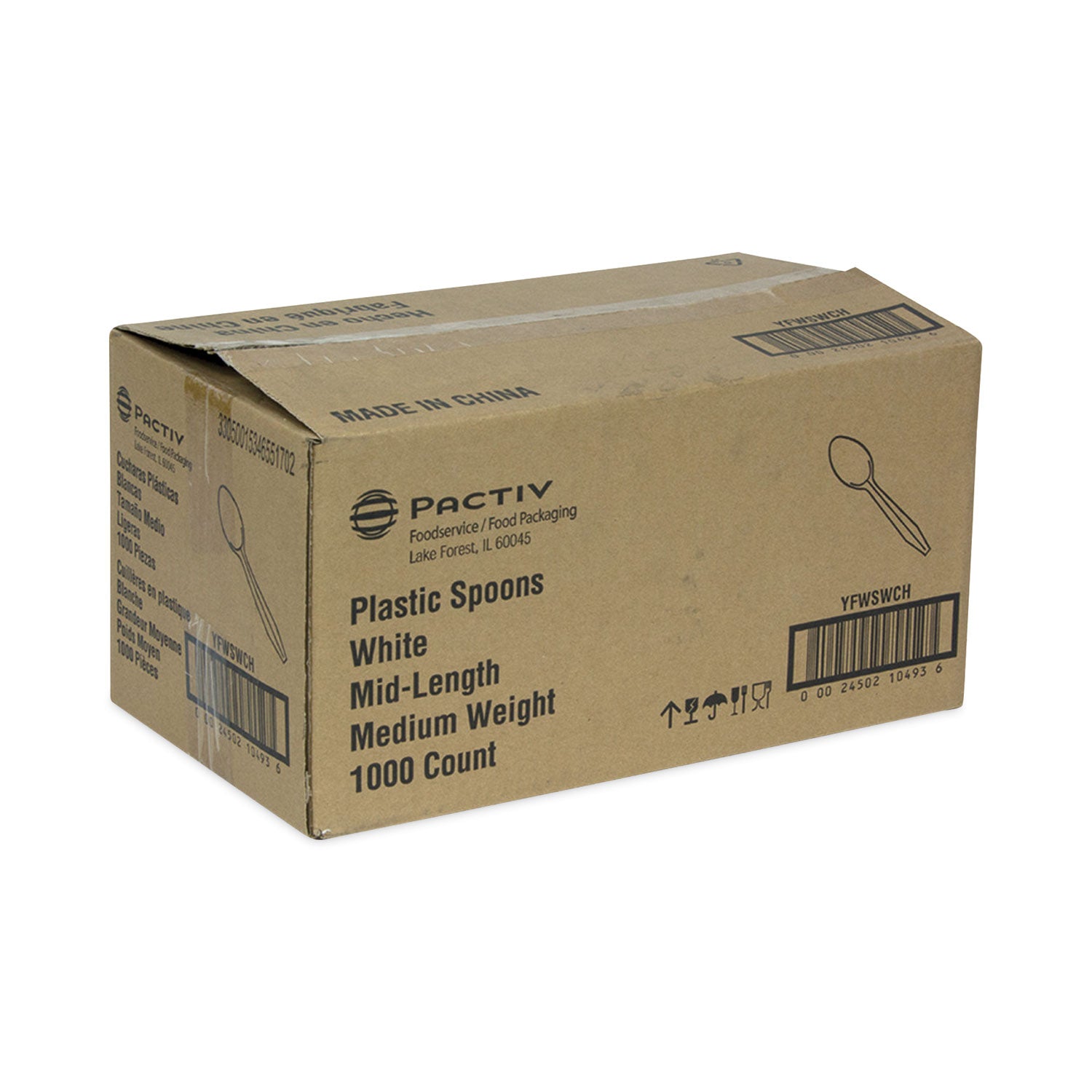 Fieldware Cutlery, Spoon, Mediumweight, White, 1,000/Carton - 2