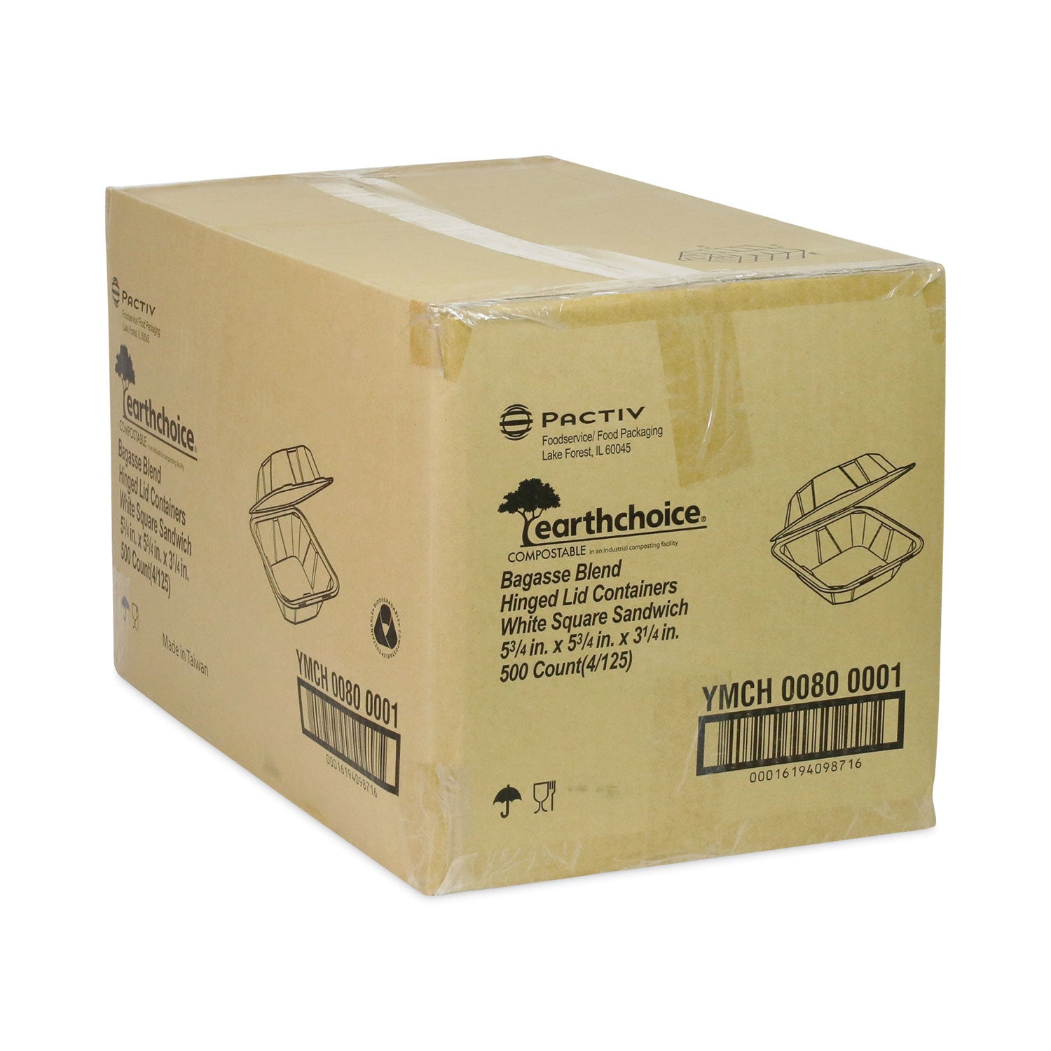 earthchoice-bagasse-hinged-lid-container-single-tab-lock-6-sandwich-58-x-58-x-33-natural-sugarcane-500-carton_pctymch00800001 - 2