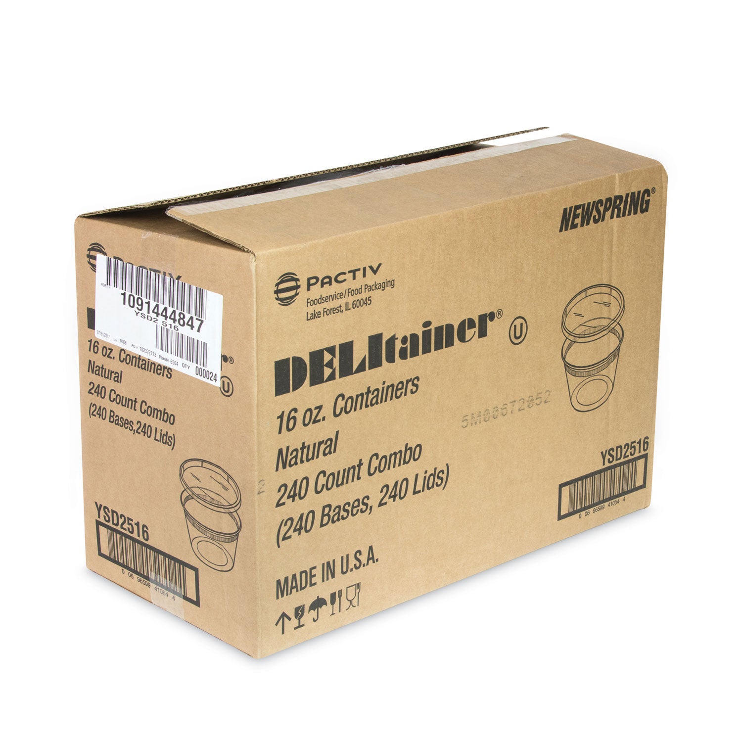 Newspring DELItainer Microwavable Container, 16 oz, 2 x 2 x 2, Clear, Plastic, 240/Carton -