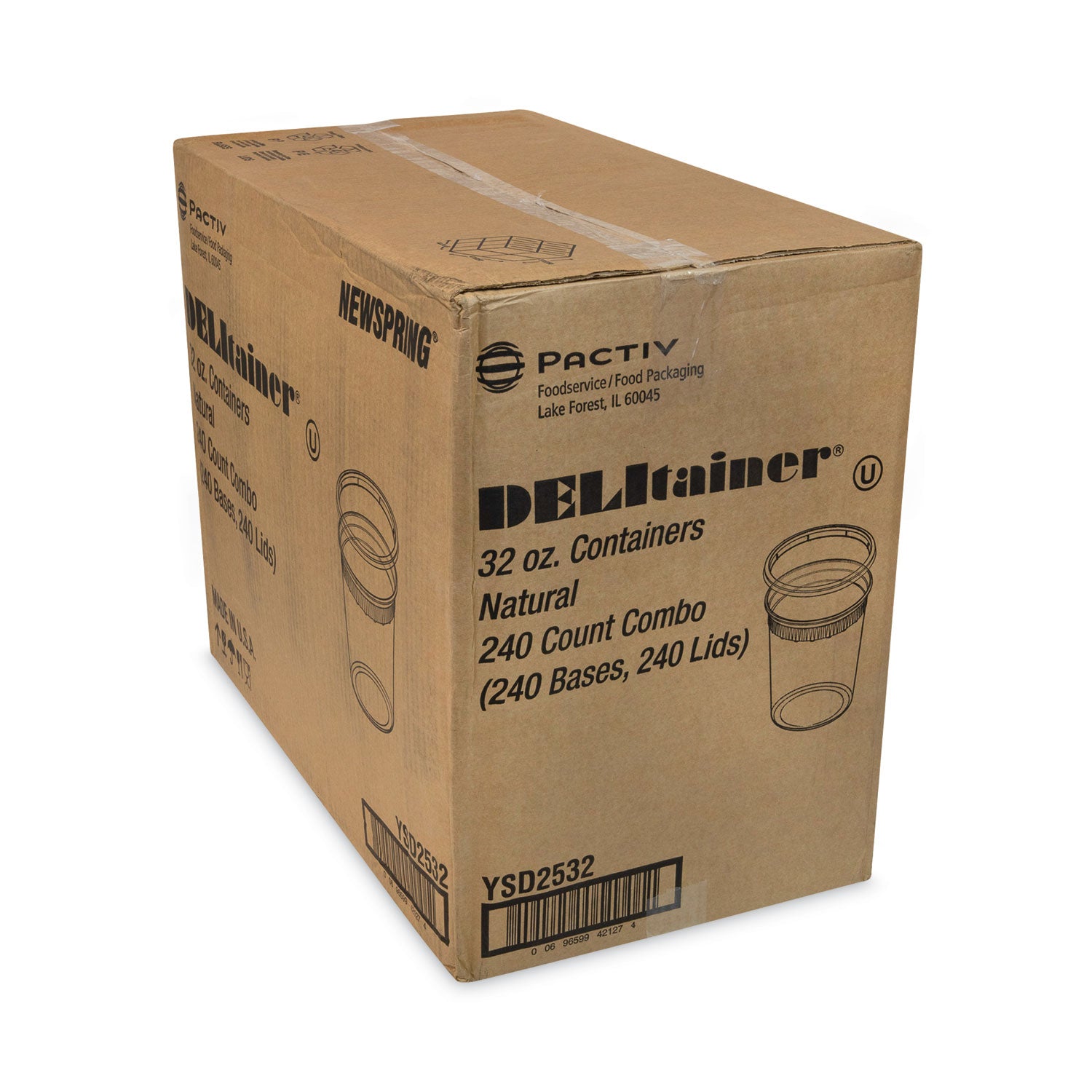 Newspring DELItainer Microwavable Container, 32 oz, 4 .55 Diameter x 5.55 h, Clear, Plastic, 240/Carton -