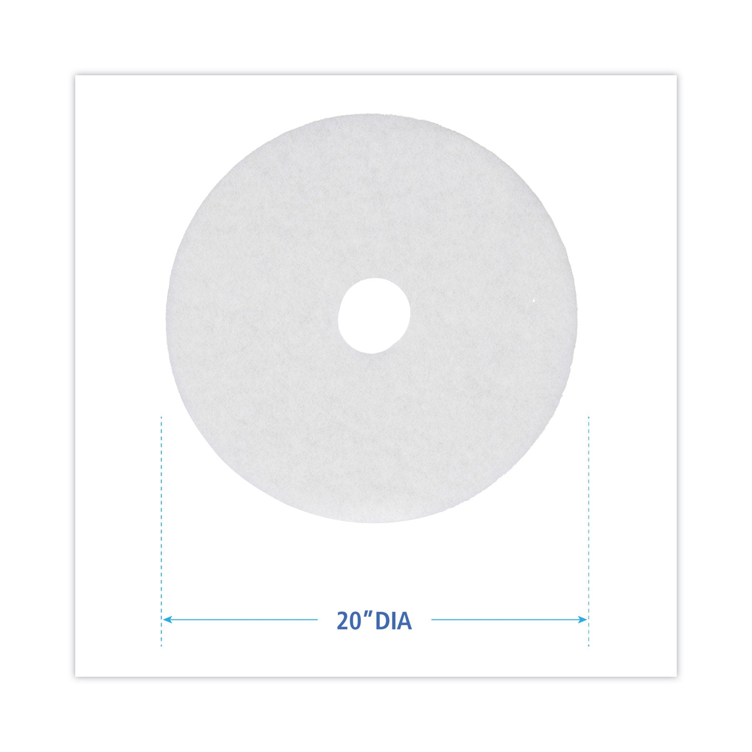 Polishing Floor Pads, 20" Diameter, White, 5/Carton -