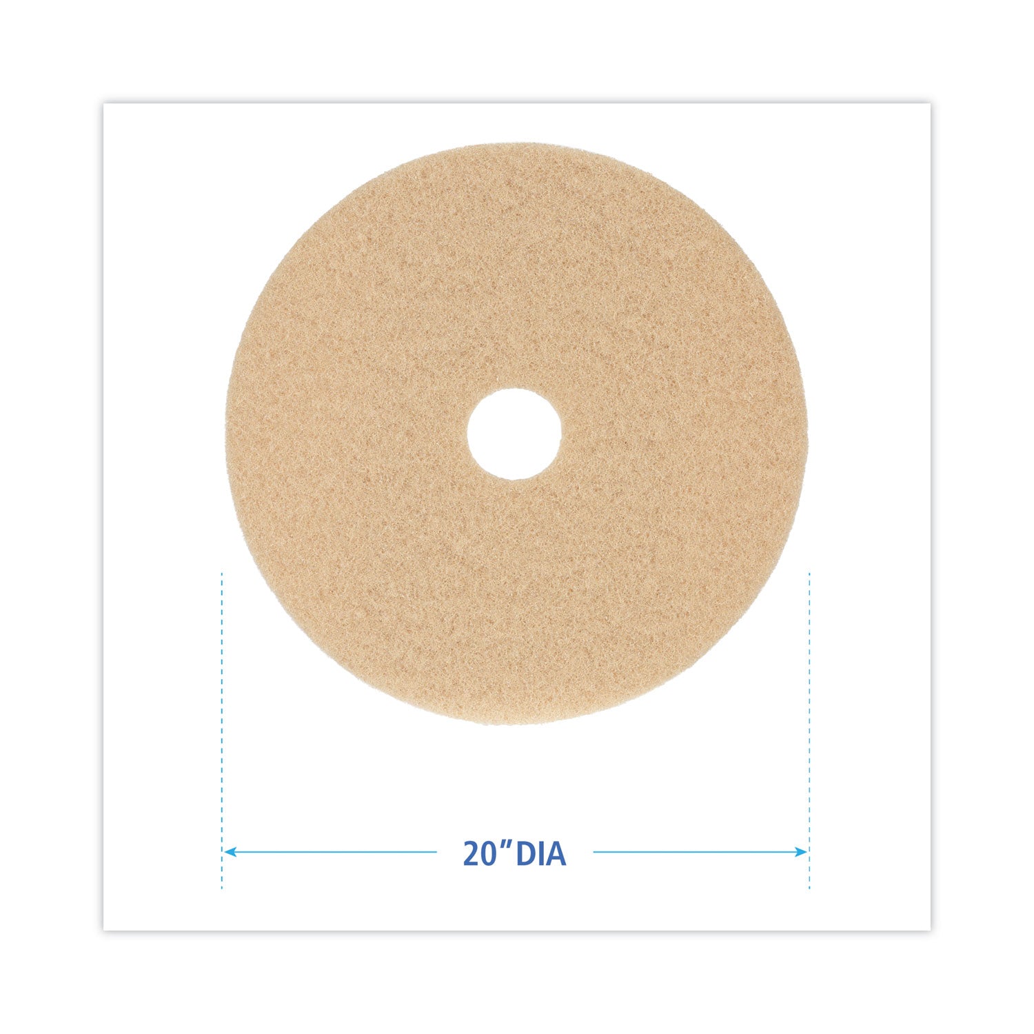 Burnishing Floor Pads, 20" Diameter, Tan, 5/Carton -