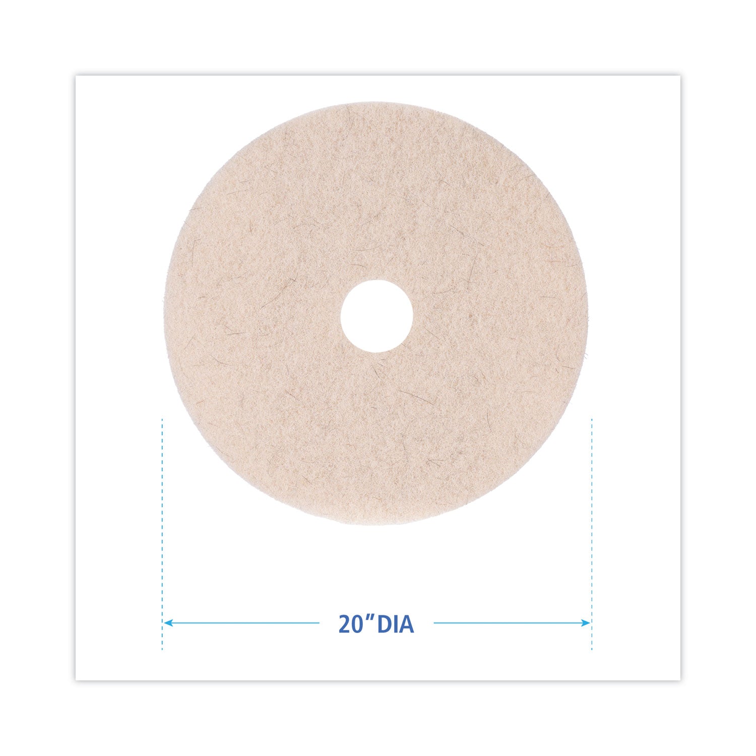 Natural Hog Hair Burnishing Floor Pads, 20" Diameter, Tan, 5/Carton -