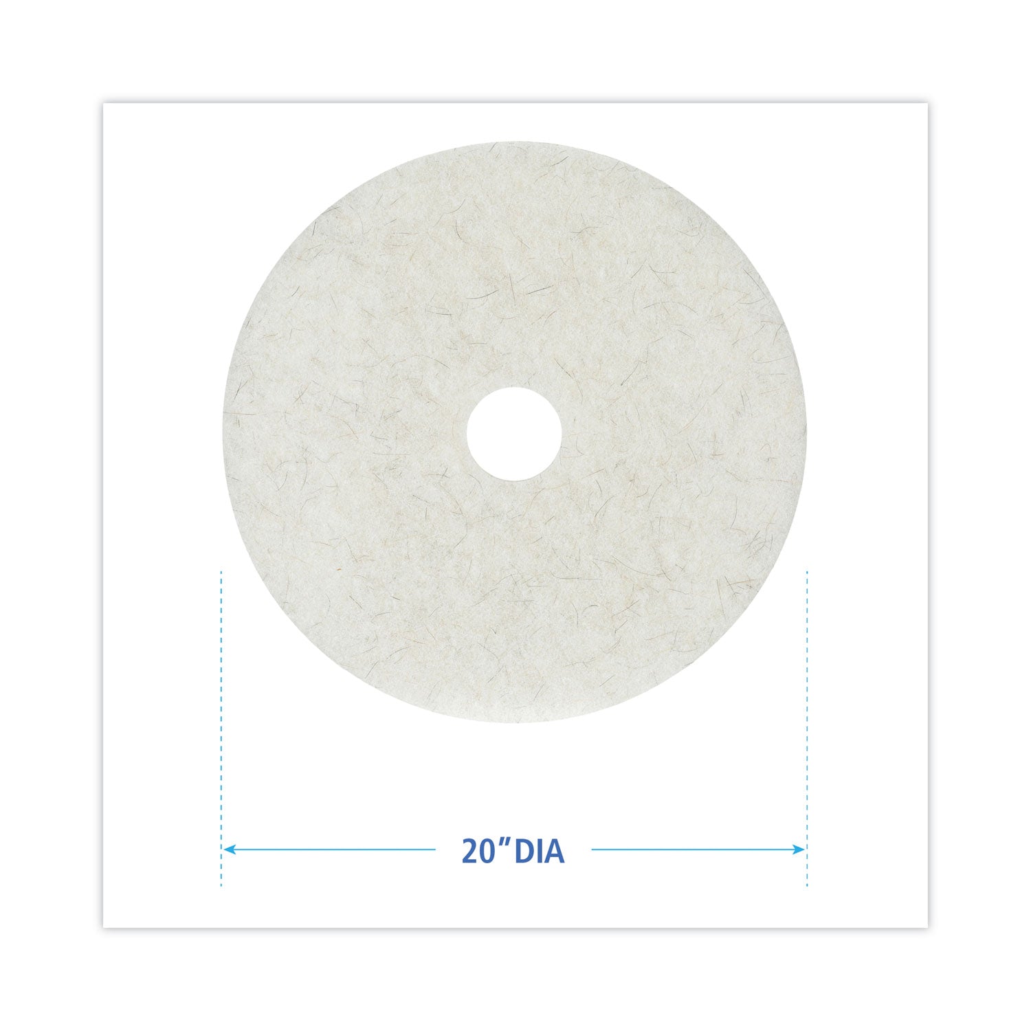 Natural Burnishing Floor Pads, 20" Diameter, White, 5/Carton -