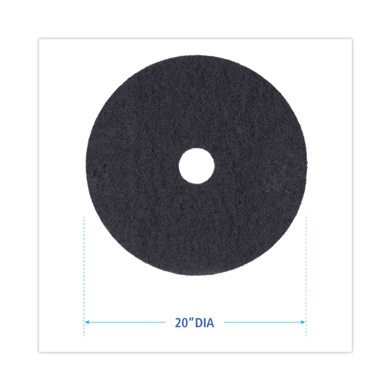 Stripping Floor Pads, 20" Diameter, Black, 5/Carton -