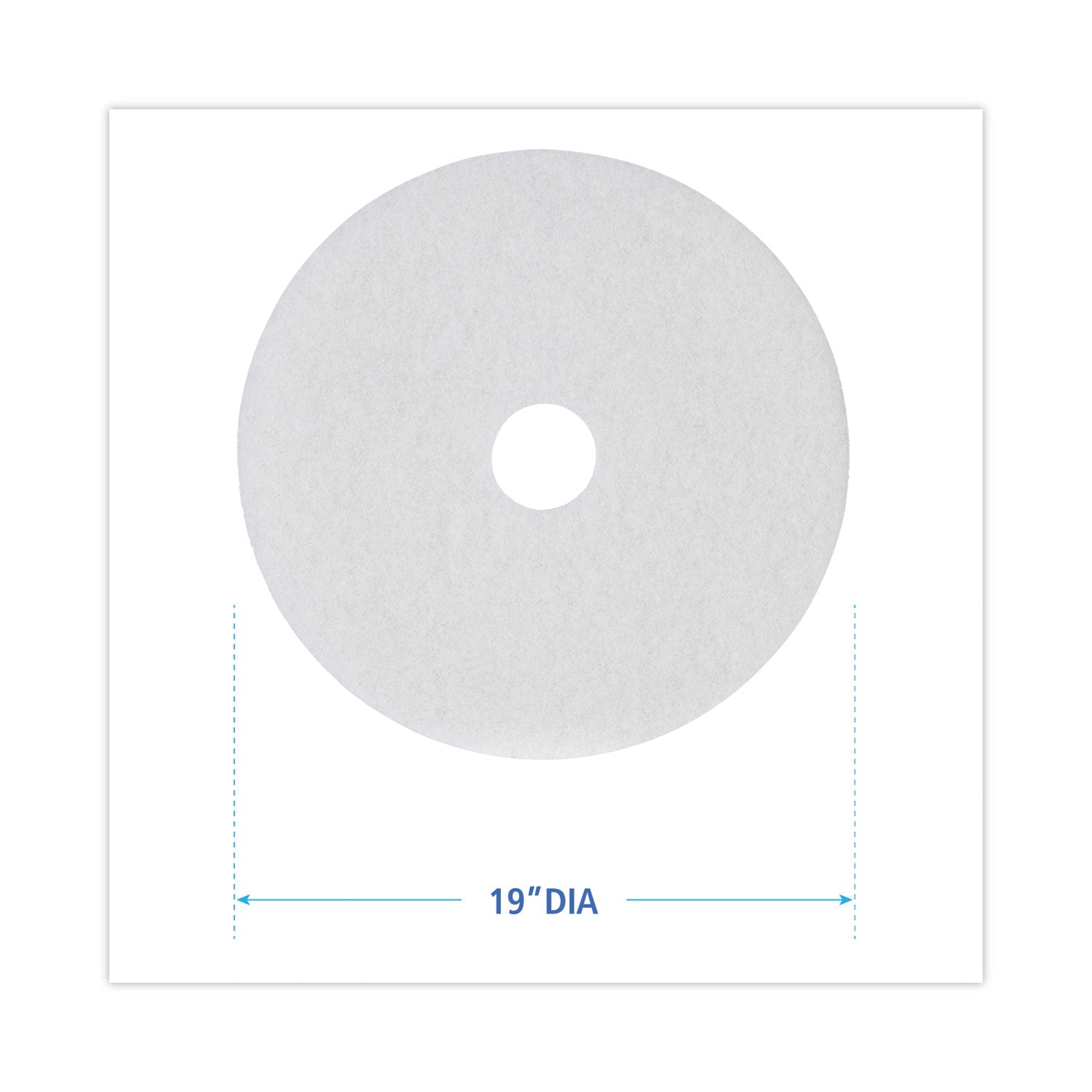 Polishing Floor Pads, 19" Diameter, White, 5/Carton -
