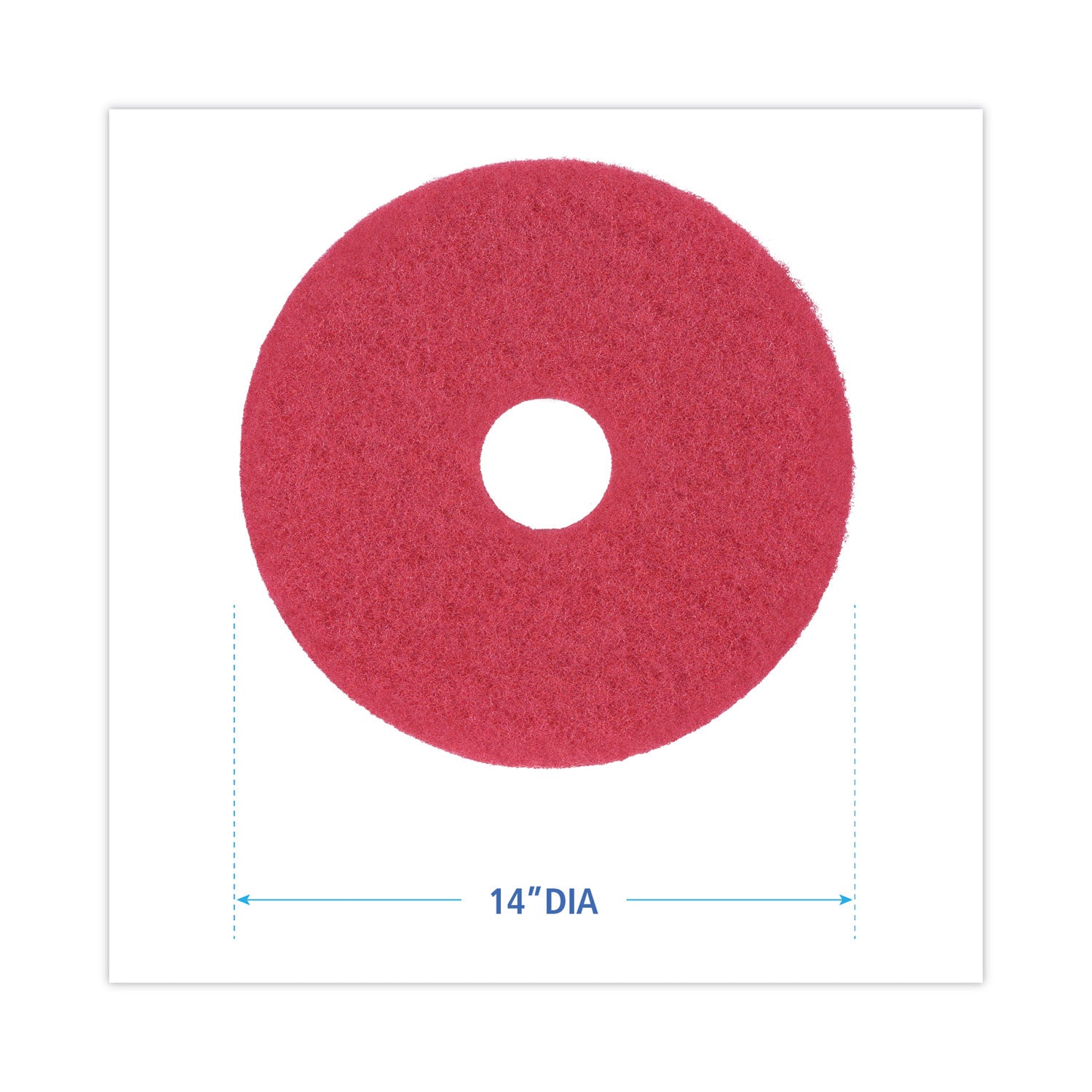 Buffing Floor Pads, 14" Diameter, Red, 5/Carton -