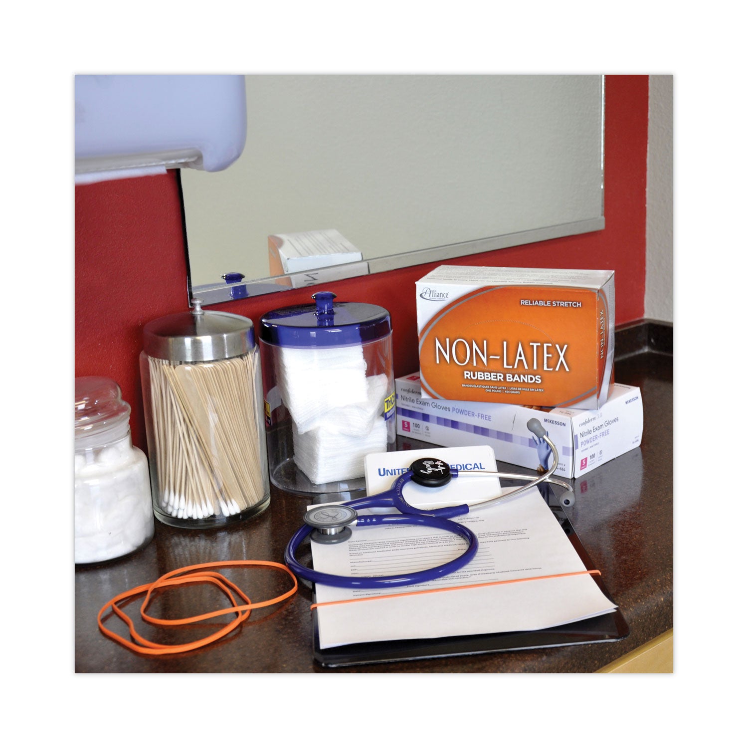 Non-Latex Rubber Bands, Size 64, 0.04" Gauge, Orange, 1 lb Box, 380/Box -