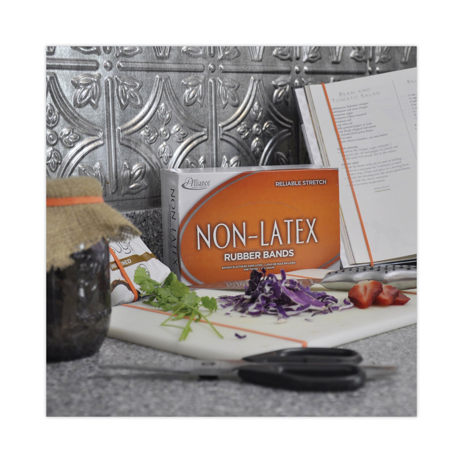 Non-Latex Rubber Bands, Size 54 (Assorted), 0.04" Gauge, Orange, 1 lb Box, Band-Count Varies -