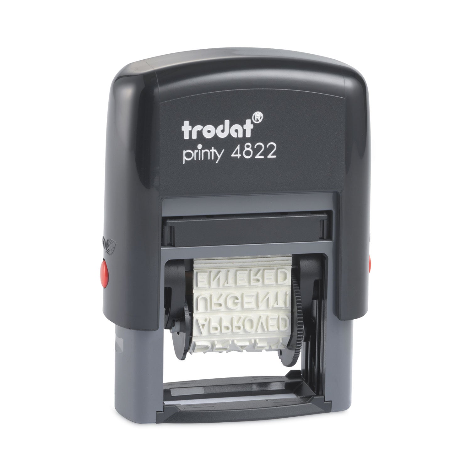 Printy Self-Inking Stamp, 12 Selectable Messages, 1.25" x 0.38", Red -