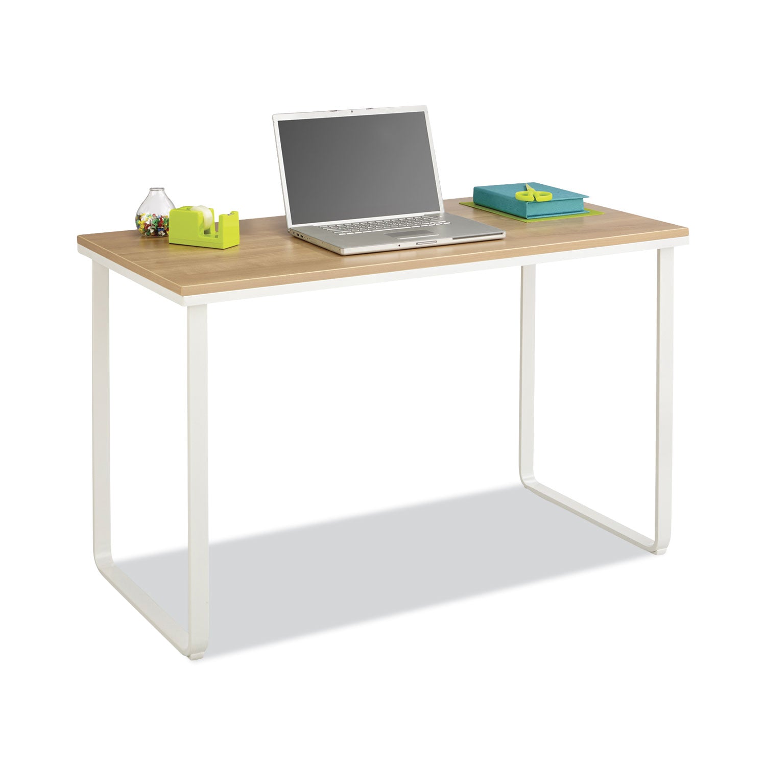 Steel Desk, 47.25" x 24" x 28.75", Beech/White -
