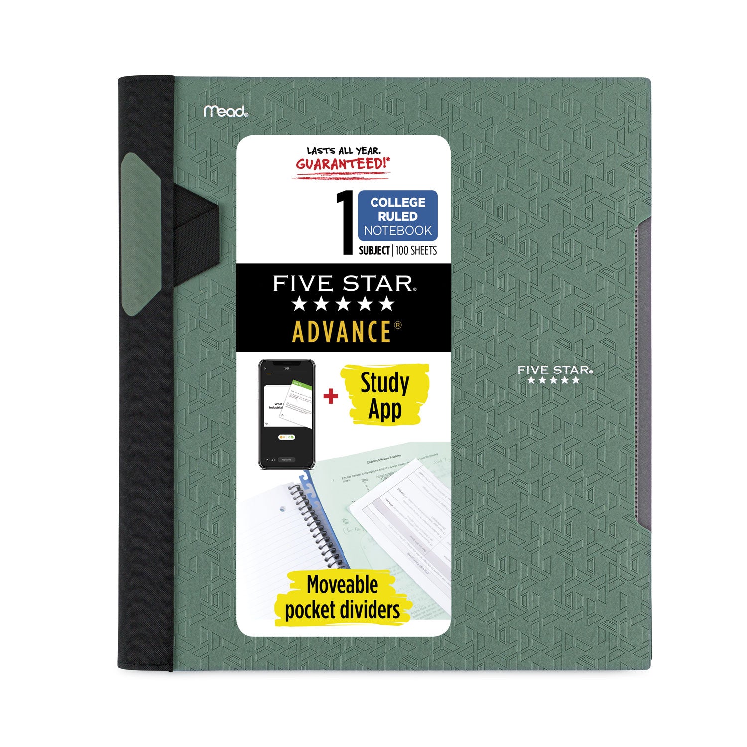 Advance Wirebound Notebook, Two Pockets, 1-Subject, Medium/College Rule, Randomly Assorted Cover Color, (100) 11 x 8.5 Sheets -