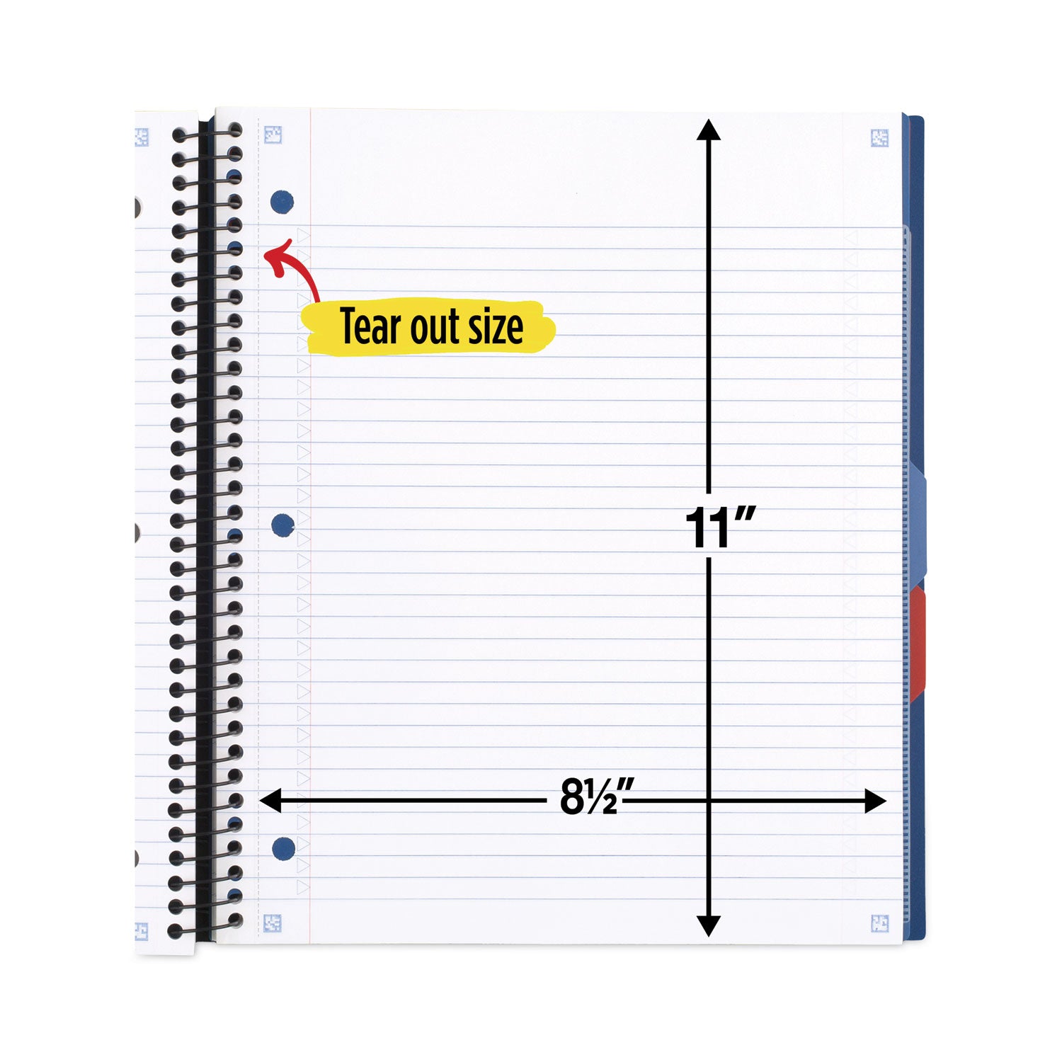 Advance Wirebound Notebook, Six Pockets, 3-Subject, Medium/College Rule, Randomly Assorted Cover Color, (150) 11 x 8.5 Sheets -